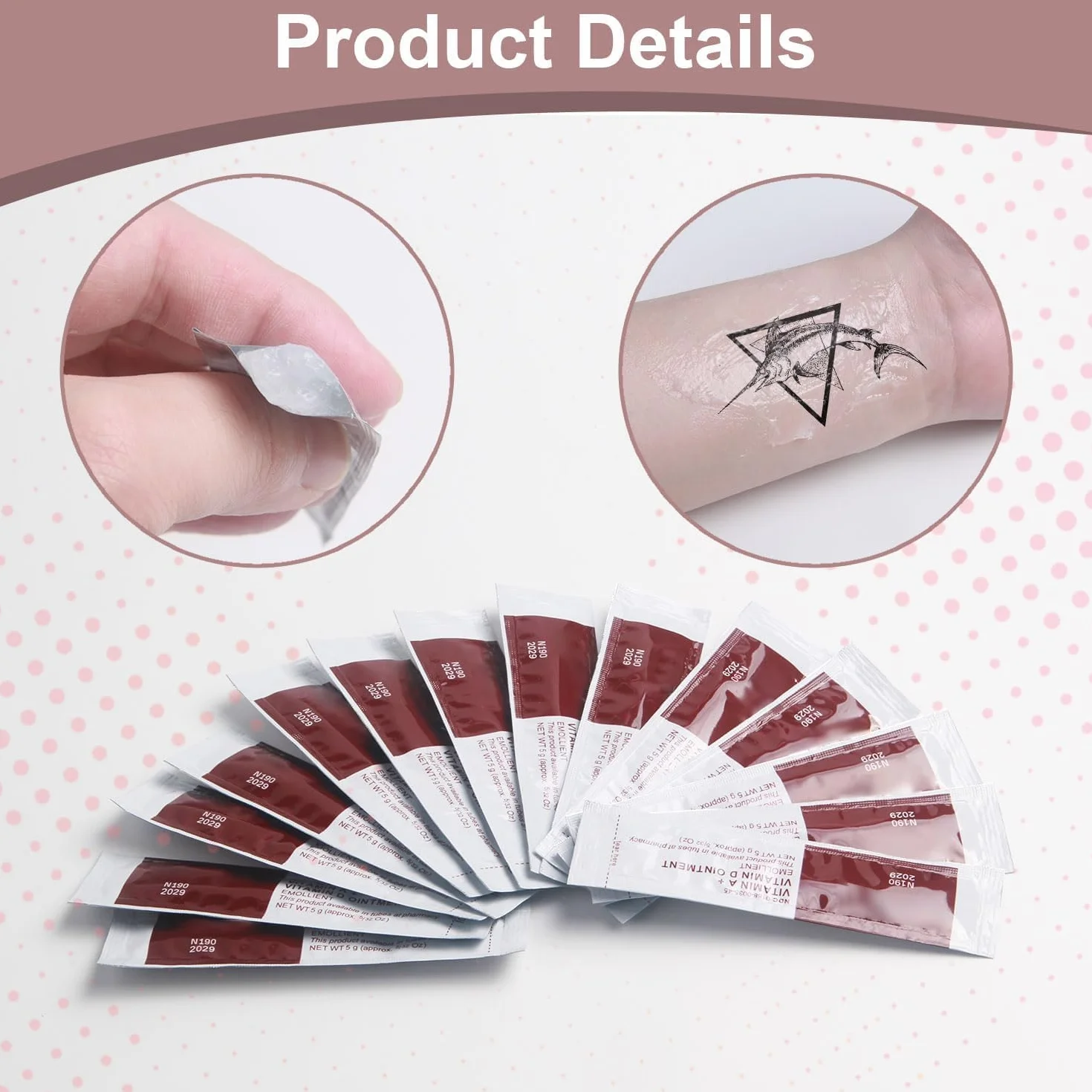 Gel de reparación de cicatrices de tatuaje con vitaminas A y D, 50 unidades de microblading ungüento antiinflamatorio