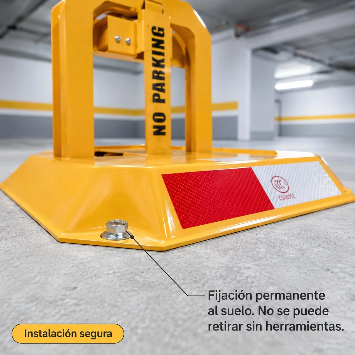 Bloqueador Plegable para Parking con Llave - Cepos Parking - Barrera Parking Seguridad - Cepo para Plaza de Garaje - Protección Antirrobo - Bolardos para Parking