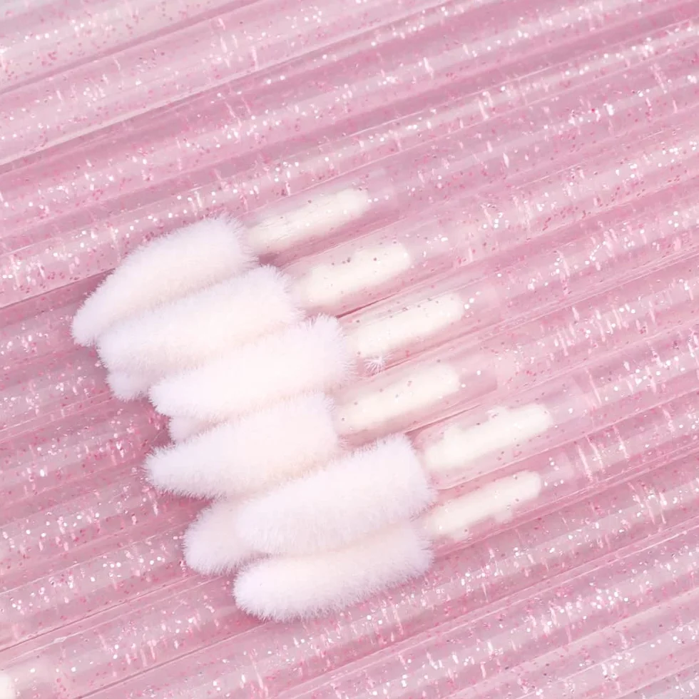 100PCS Cepillos Labios Desechables Maquillaje Labial Aplicador Rosa Mango Cristal