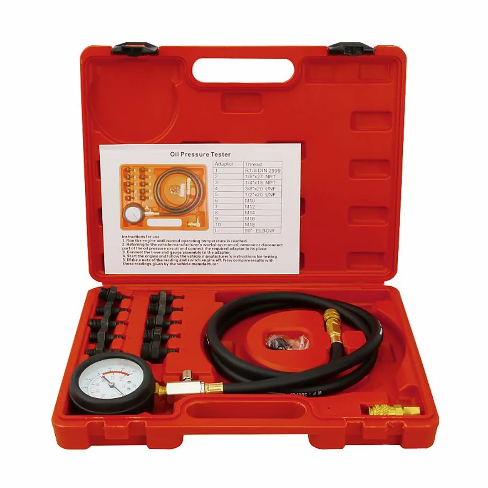 Juego de 13 comprobadores de presión de Aceite para Motor, medidor de presión de Aceite para reparación de automóviles, Herramientas de detección de Aceite de 0 a 140 PSI