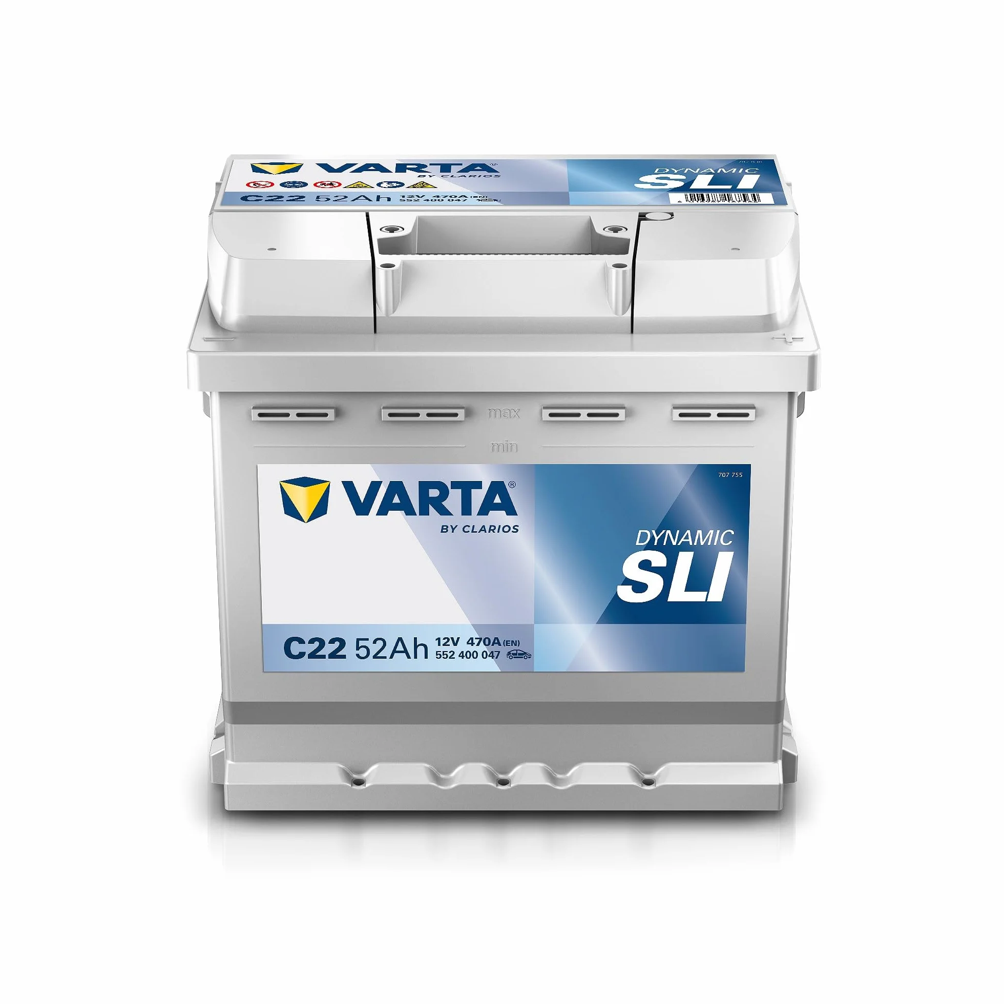 VARTA Batería 52, Ah 470, A/EN 552400047K262 L 207mm B 175mm H 190mm Compatible con VW Polo V Hatchback 6R1, 6C1 up! Hatchback 121, 122, BL1, BL2, BL3, 123, PEUGEOT 208 I Hatchback CA, CC, TOYOTA
