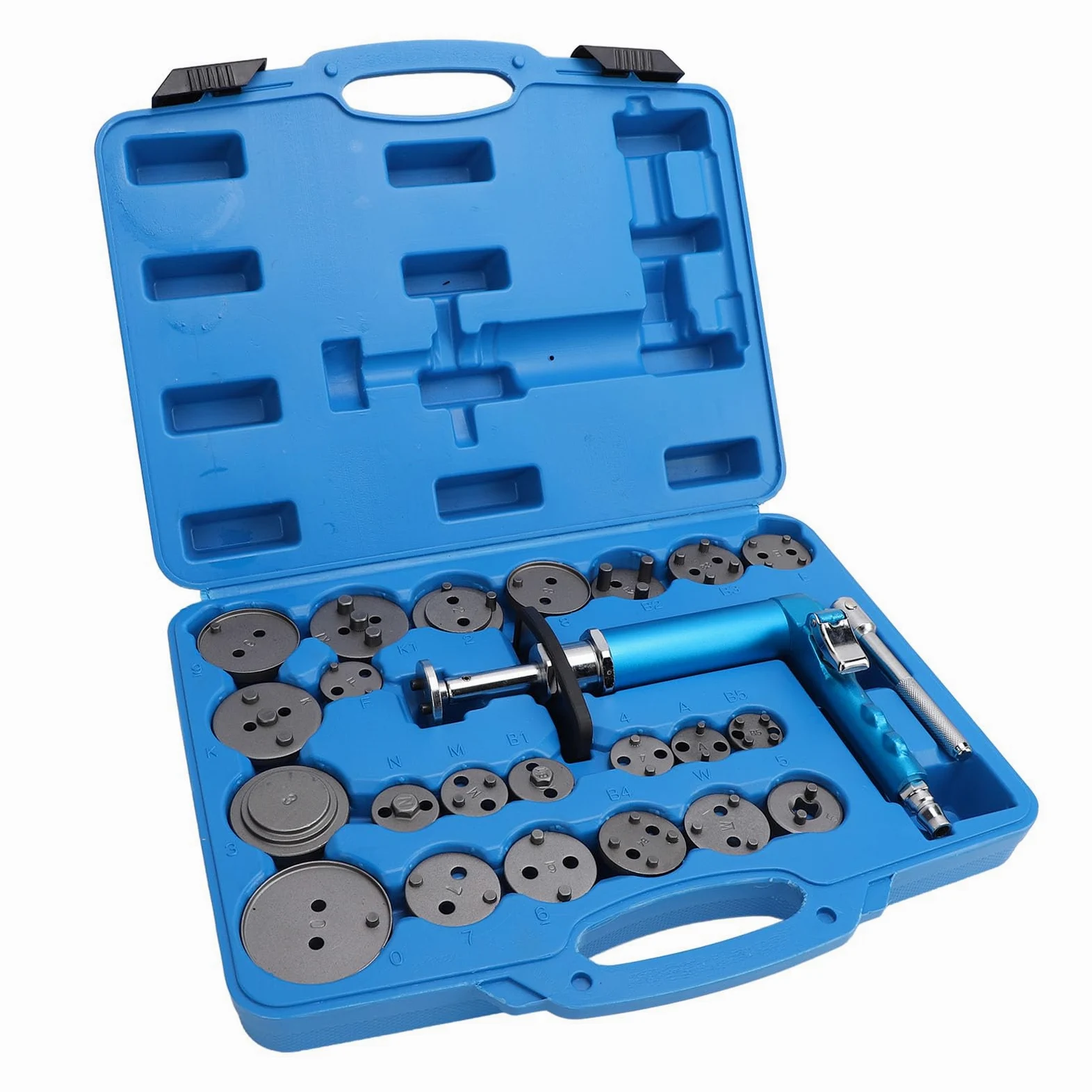 Dioche Rebobinado de Compresión, 24 Piezas, Herramienta de Pinza de Freno Neumática, Giratorio Profesional Universal, Juego de Herramientas de Retroceso de Pinza de Freno Motorizada, Kit Completo con