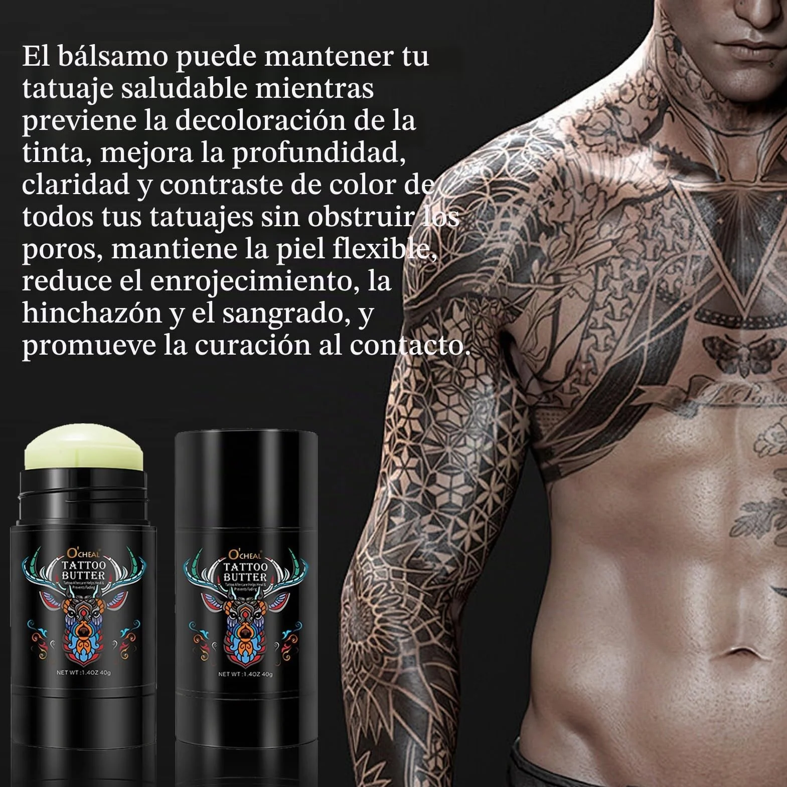 Crema para Tatuajes 2 Piezas, Crema Tattoo de Mantequilla, Cuidado Posterior