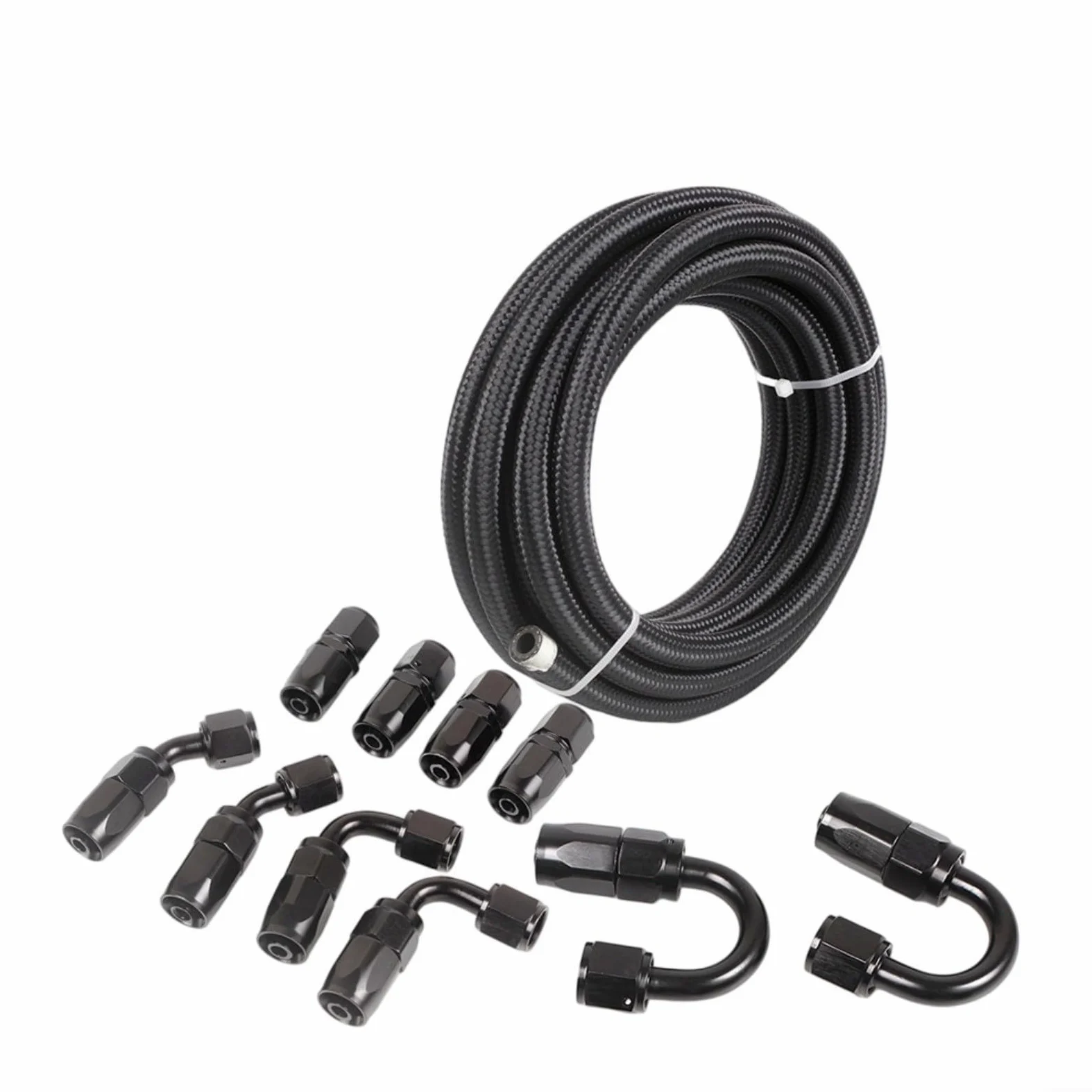 AN6 Kit de manguera de enfriador de aceite, 6 m para exterior de nailon de acero inoxidable con 10 accesorios para motores de gas de bomba de gas de carreras