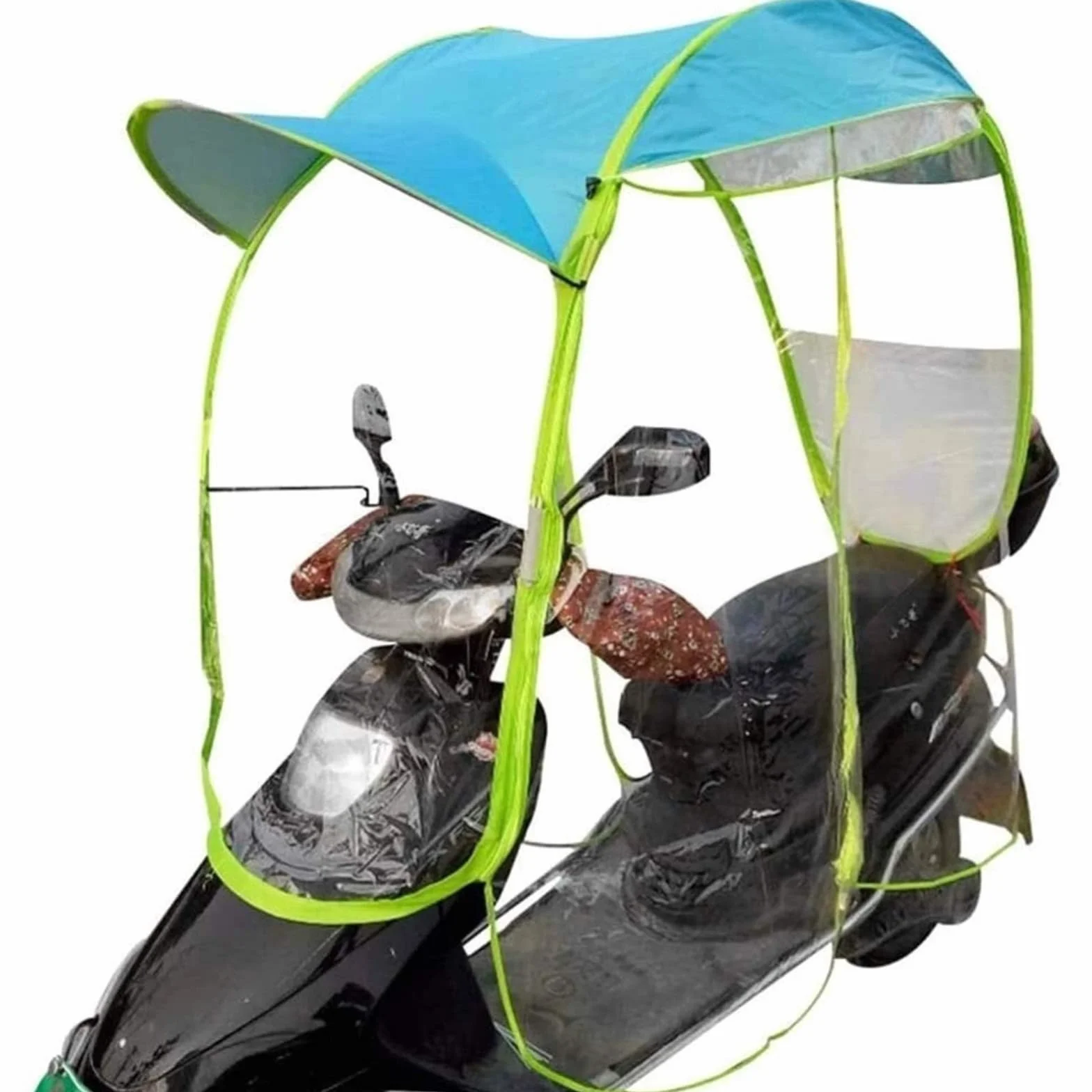 Paraguas plegable de la sombrilla del scooter para las motocicletas con los espejos, cubierta impermeable de la lluvia y protección UV, toldo portátil ligero para una visibilidad y comodidad mejoradas
