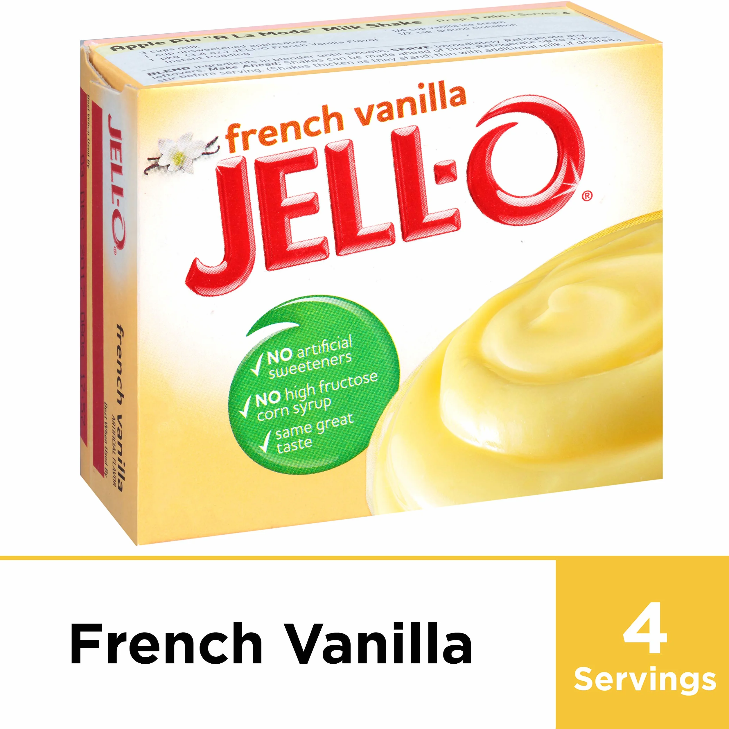 Jell-O Mezcla de pudín instantánea Vainilla francés 3.4 oz (Paquete de 6)