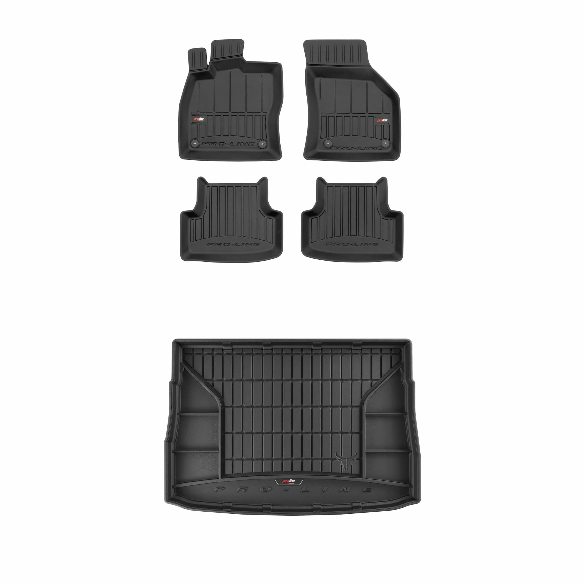 FROGUM ProLine 3D Un Juego de Alfombrillas de Goma para Coche y cubeta Maletero con Logo Alfombras para Volkswagen Golf VII 2012-20| Los Bordes más Altos