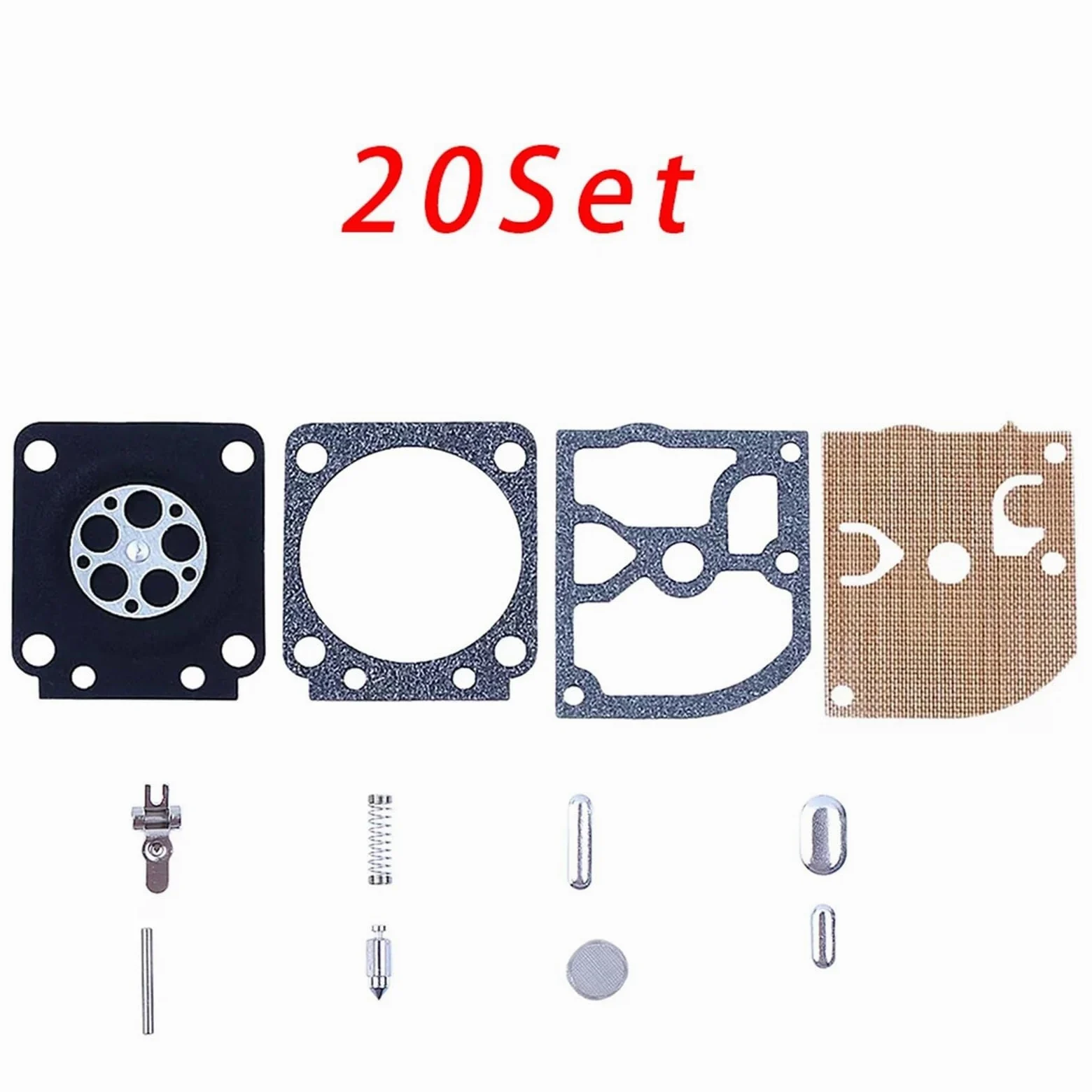 Kit de carburador Kits de reparación de carburador RB-77 compatibles con Zama 180 Zama C1Q-S57B compatibles con motosierras STIHL 017 018 MS170 MS180(Pack of 20)