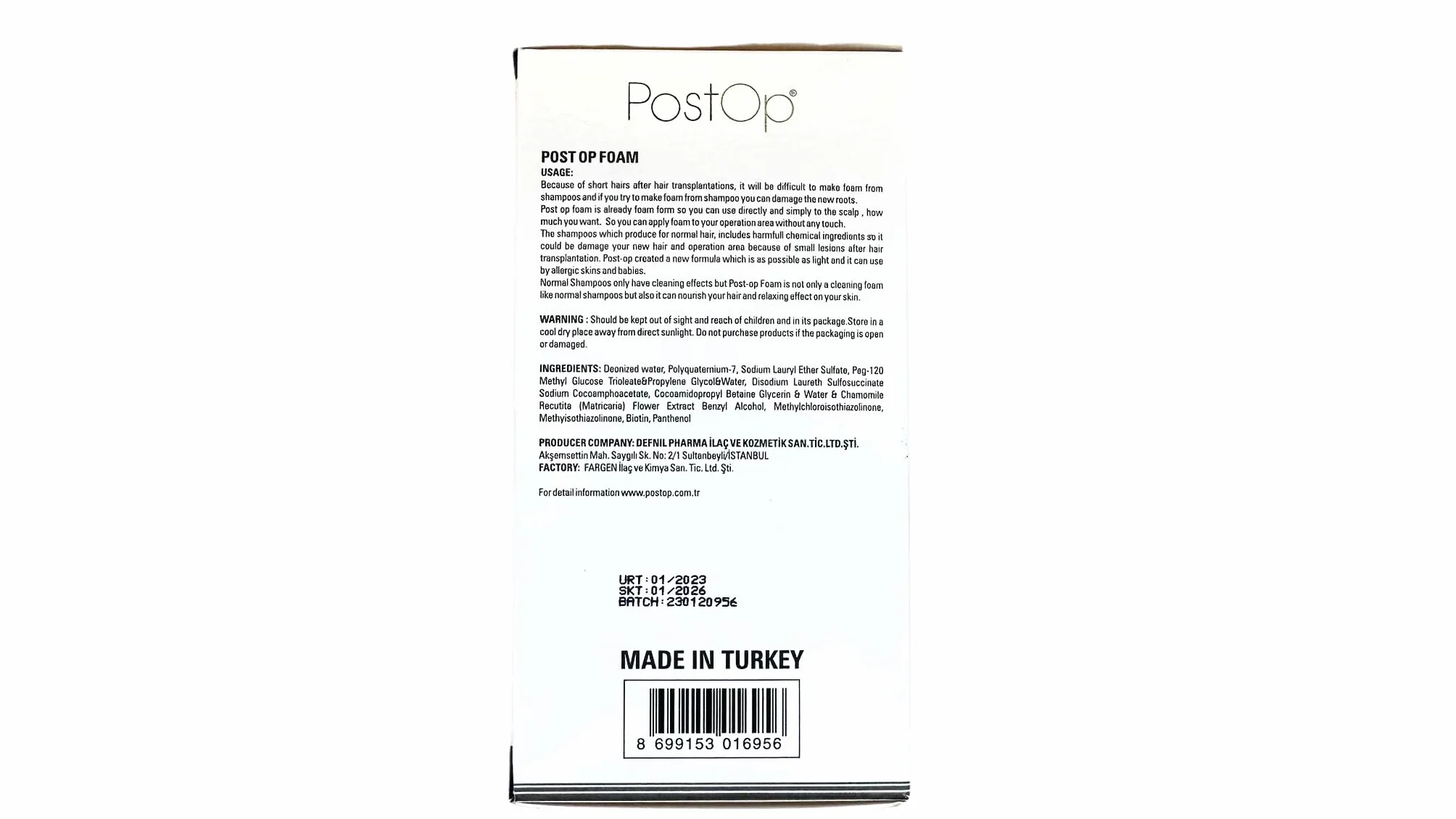 PostOp Kit post trasplante capilar champú espuma gel hidratante para FUE FUT