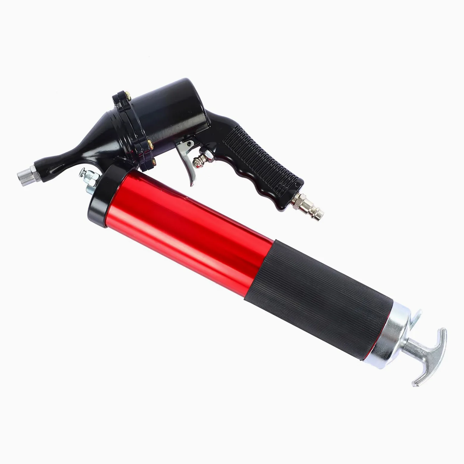 Juego de pistolas engrasadoras manuales Leverage Designs para operaciones sin esfuerzo con sola mano en tareas de lubricación de frecuencia Pistolas engrasadoras con agarre y manguera