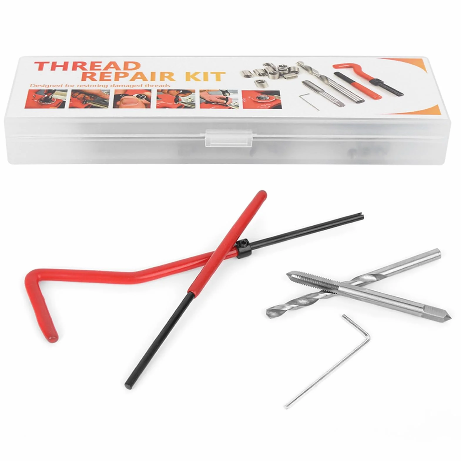 Kit de Reparación de Roscas M4,25 Piezas M4 Juego de Puntas de Reparación de Roscas con Caja de Plástico,para Maquinaria de Procesamiento