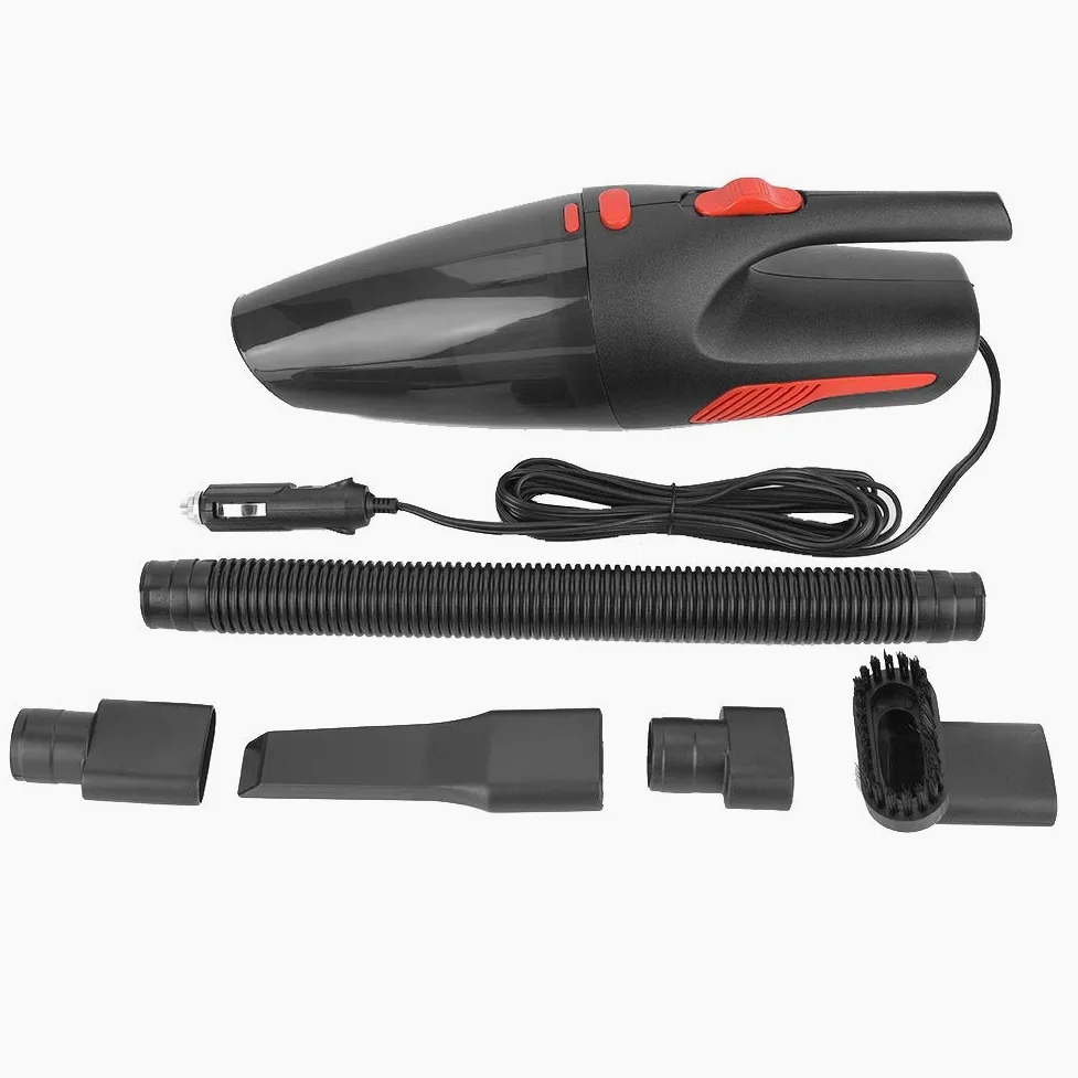 Aspiradora de Coche 120 W con Cable, aspiradora de Mano para húmedo y seco, Doble Uso, 12 V, ABS, Incluye 5 boquillas y Manguera para Coches, Camiones y Barcos, Color (Negro)