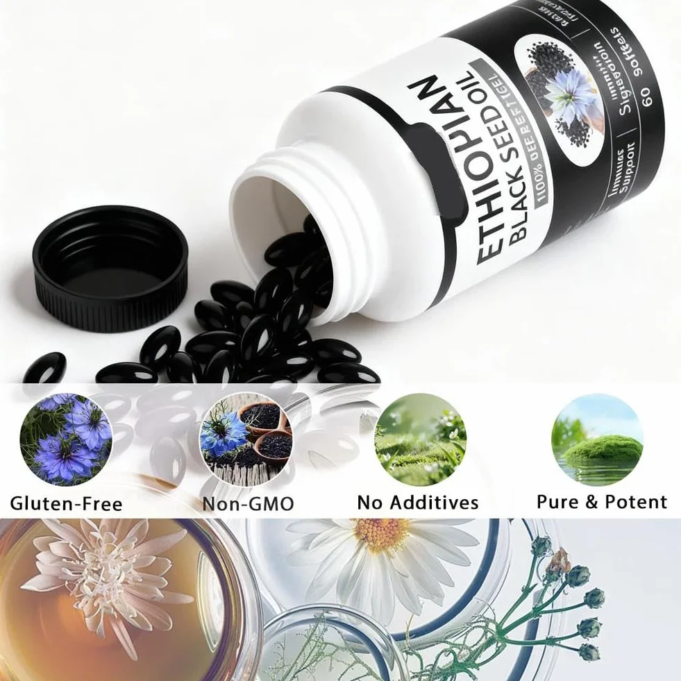 FROVOL Cápsulas de Aceite de Semilla Negra Etíope 4,64% Timoquinona Orgánico Prensado en Frío Sin GMO