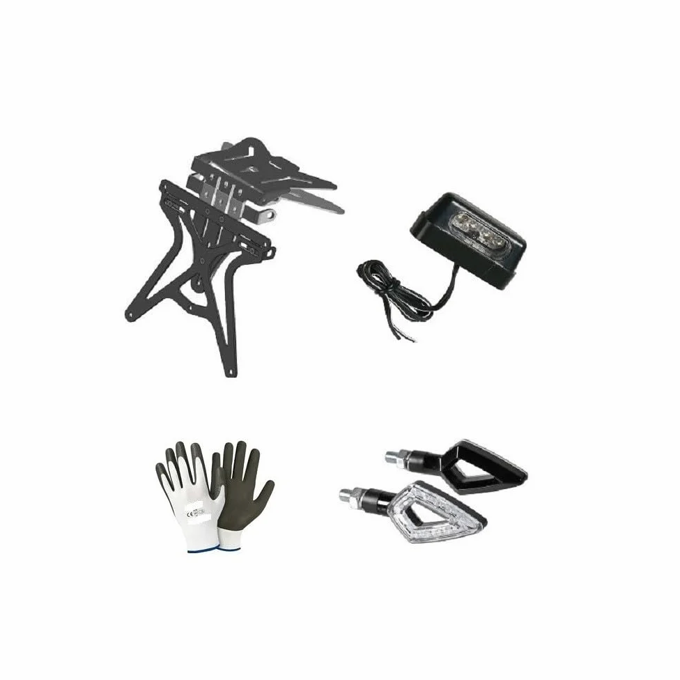 Compatible con SHERCO 125 Kit Porta MATRÍCULA Ajustable para Moto Universal NO ESPECÍFICO+1 PAR Intermitentes LED+ LAMPA LUZ DE MATRÍCULA Todo HOMOLOGADO