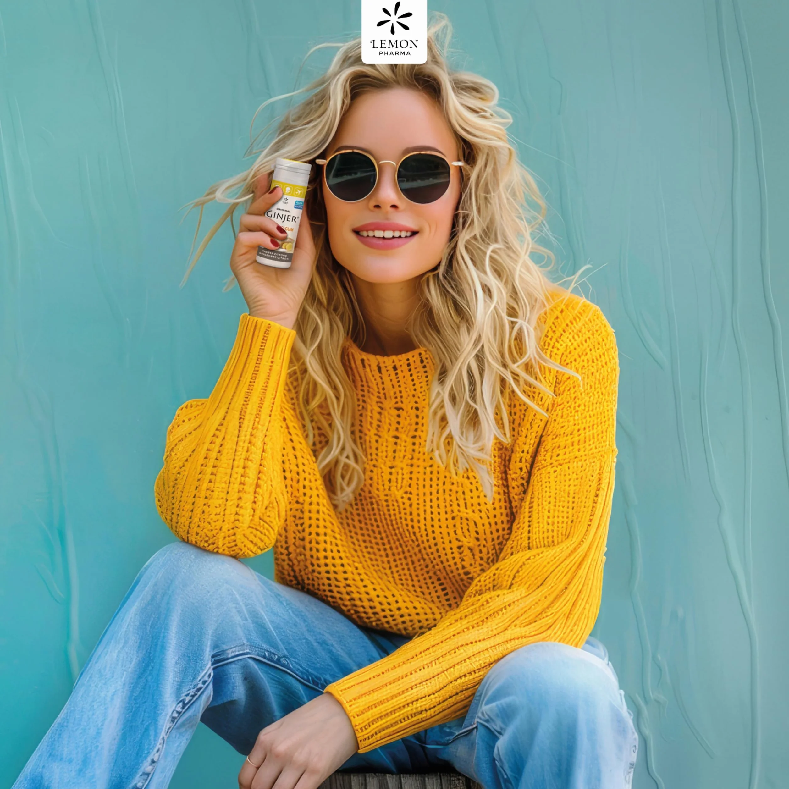 Lemon Pharma GINJER® Chicles de Jengibre-Naranja 30 g goma de mascar vegana sin azúcar