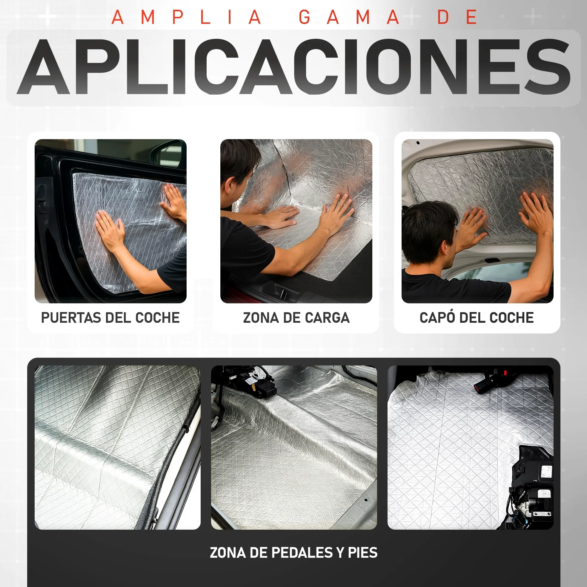 Aislante Termico Autoadhesivo 250 x 50 cm - 10mm Grosor | Aislante Acustico Coche | Perfecto para Coches, Furgonetas y Campers | Temperatura Máxima 110ºC / Mínima -50ºC