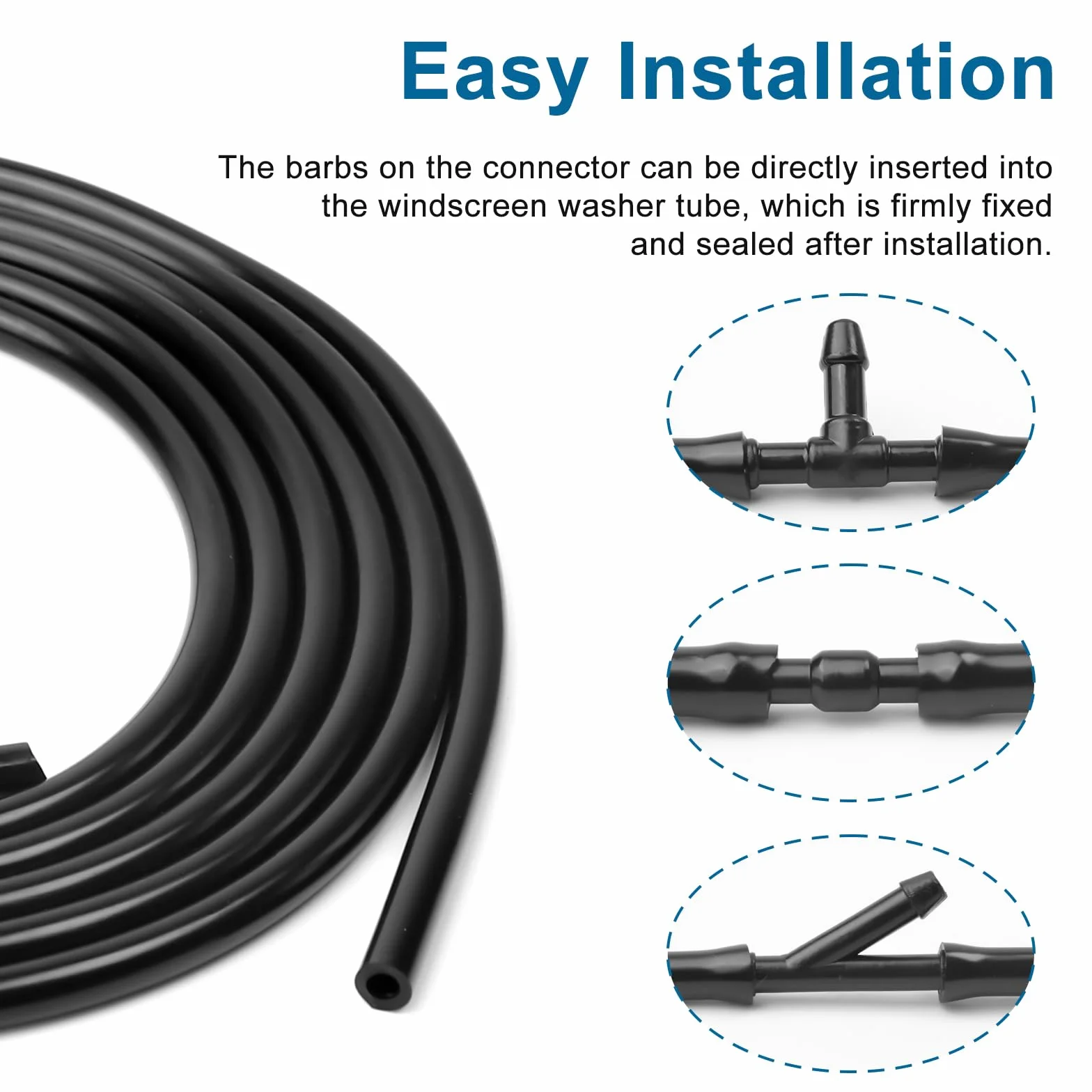 Kit de 3 m Manguera Limpiaparabrisas Coche con 30 Conector de Manguera (Tipo Y, I, T), Manguera Limpiaparabrisas 4mm Universal Kit Reparación Limpiaparabrisas para Sistema Lavaparabrisas Coche