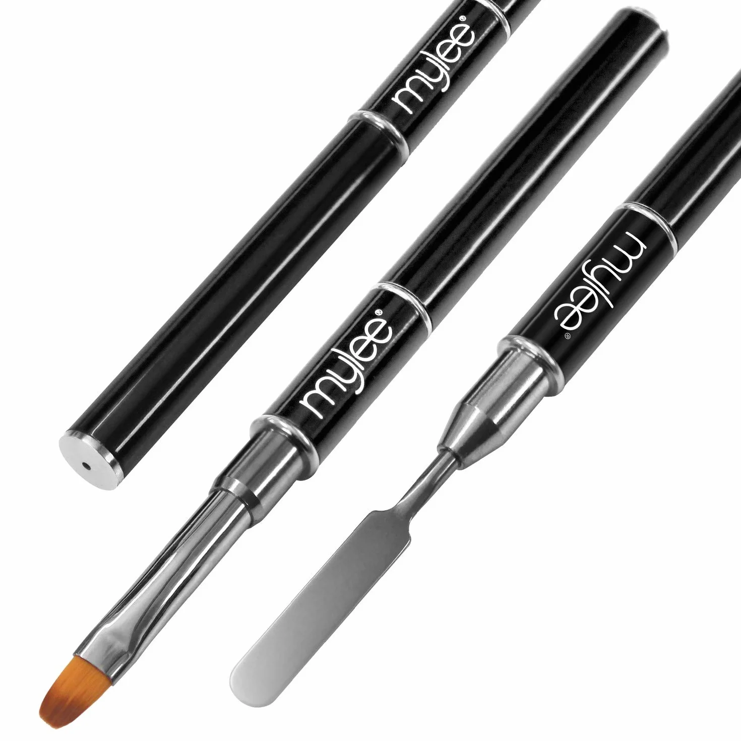 Mylee Herramienta de Doble Punta para Polymer Gel 2 en 1 Pincel y Espátula para Uñas UV LED