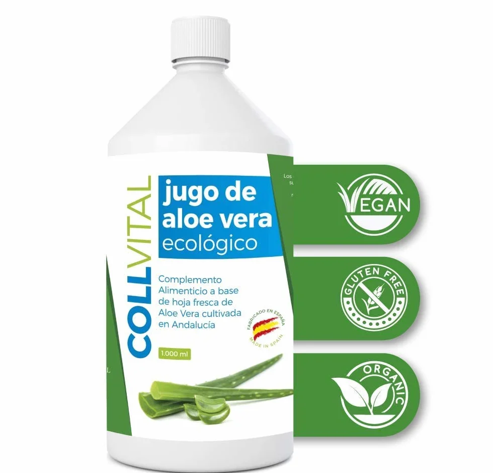 Aloe vera puro para beber con pulpa natural 99.5% zumo ecológico Bio 1 litro