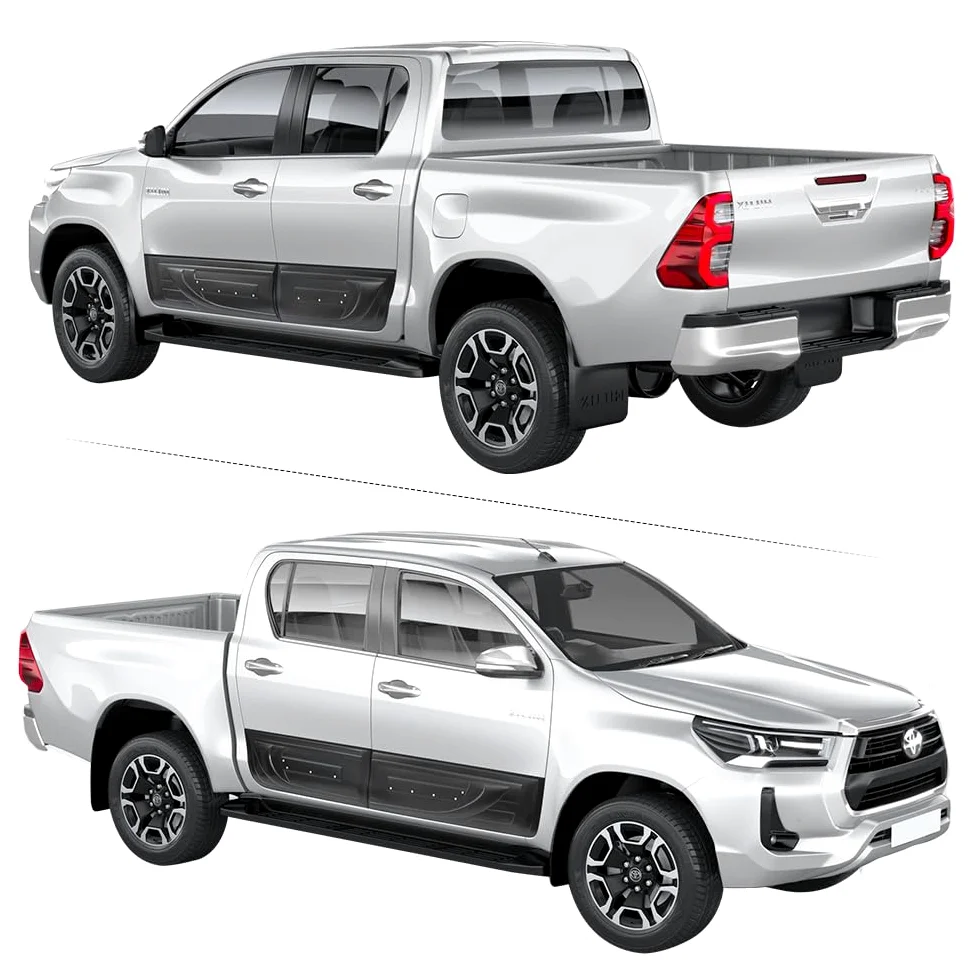 Panel Lateral para Toyota Hilux 2015-2024 Hilux AN110 AN120 AN130 Invincible X GR Sport Invincible 4 x 4 Paneles Laterales Negro Mate moldura de 4 Piezas