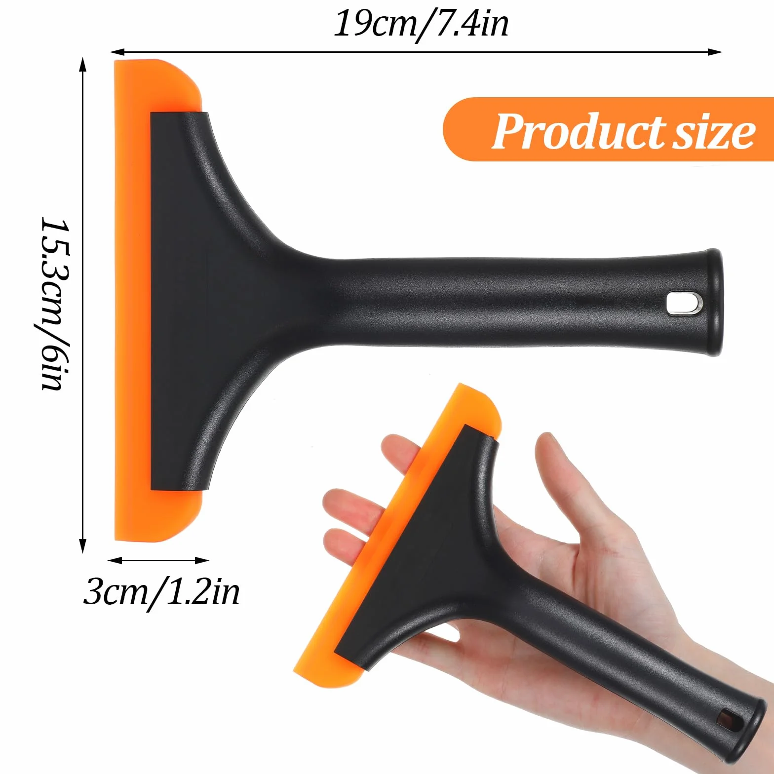 Limpiacristales de silicona para coche, pequeño limpiacristales de ducha, versátil para ventanas de coche, espejos, cristal, cocinas, baño (negro)