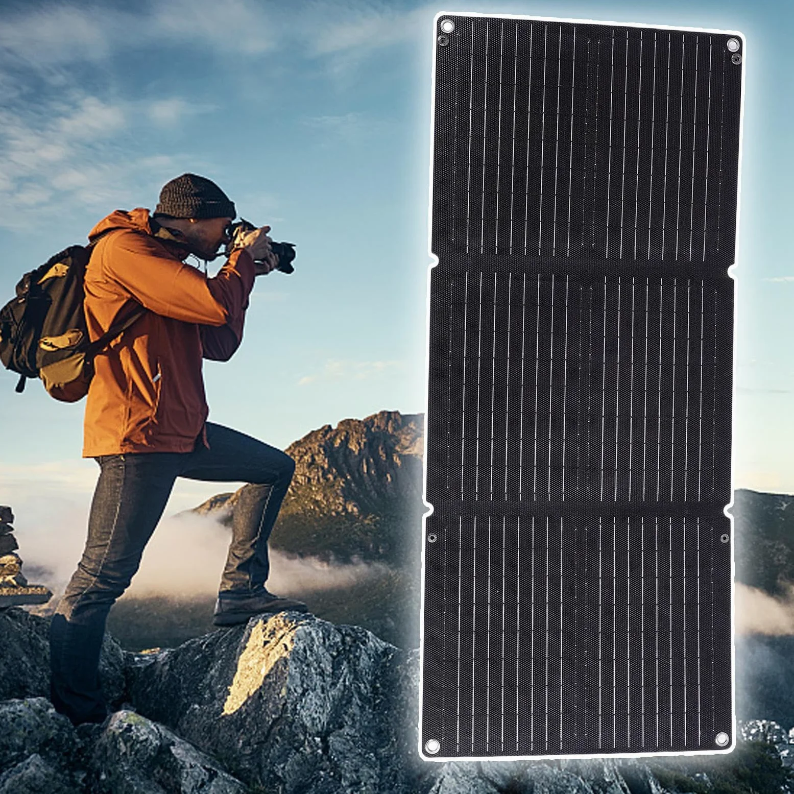 Cargador de automóvil solar, mantenedor de cargadores de batería de | 12-24V Automático, mantenedor flexible impermeable plegable para