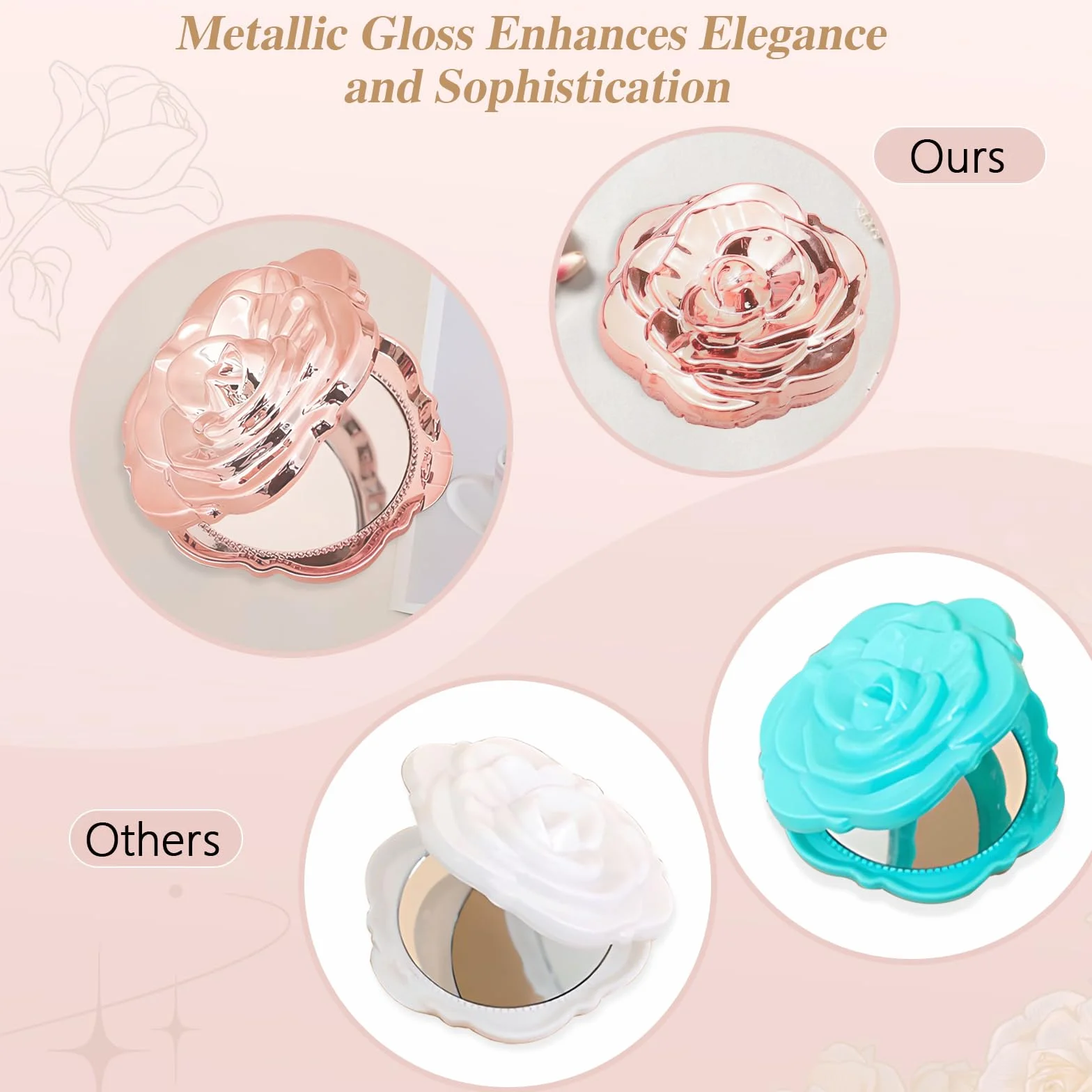 Espejos compactos rosas a granel 30 unidades recuerdos boda regalos despedida soltera espejos plegables forma rosa
