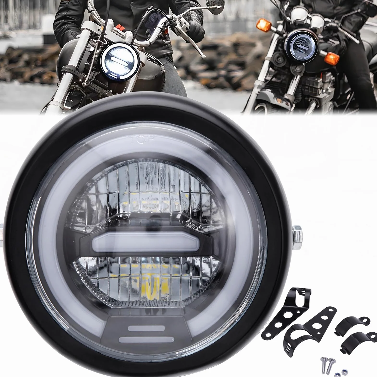 DREAMIZER Faro LED Redondo 6.5" para Motocicleta Compatible con Harley Honda Suzuki Yamaha Kawasaki