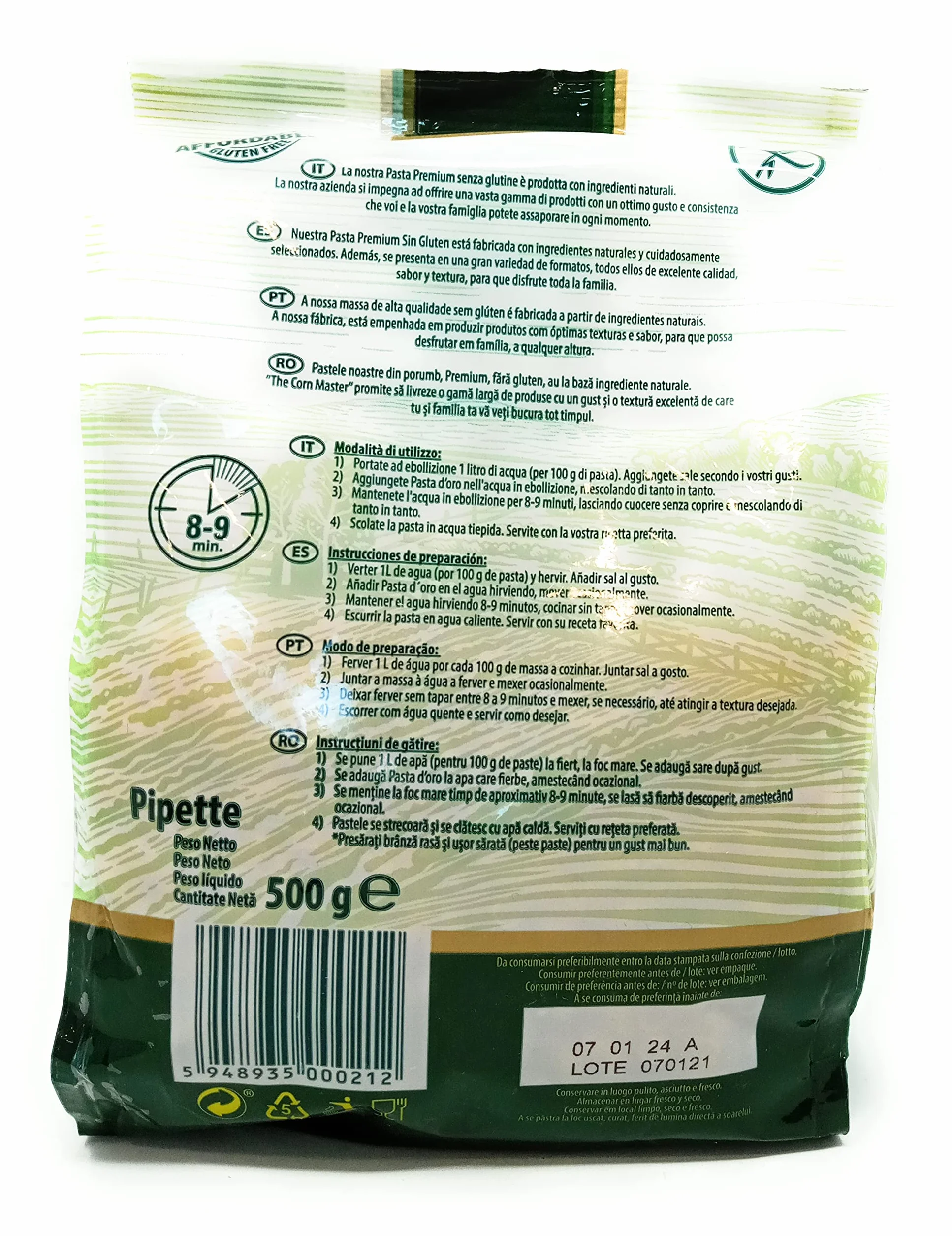 Sam Mills Pipette Pasta Sin Gluten 500g