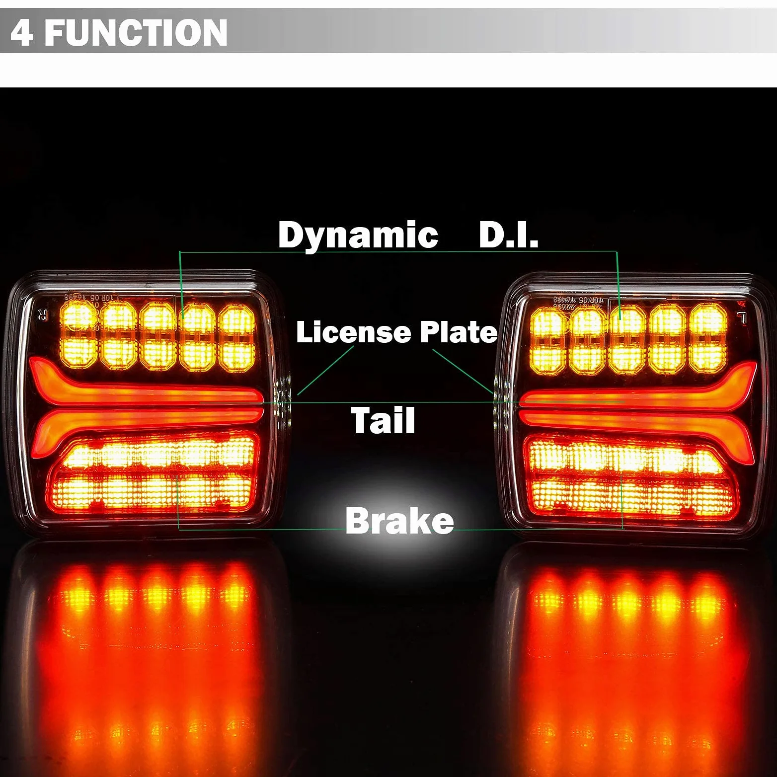 Kit12V Magnético Inalámbrico Luces Traseras Para Remolque Coches Led, 2Pcs Inalámbricas Pilotos Luces Traseras Remolque, Magnéticas Inalámbricas Camión Indicadora Dinámica Impermeable E-mark