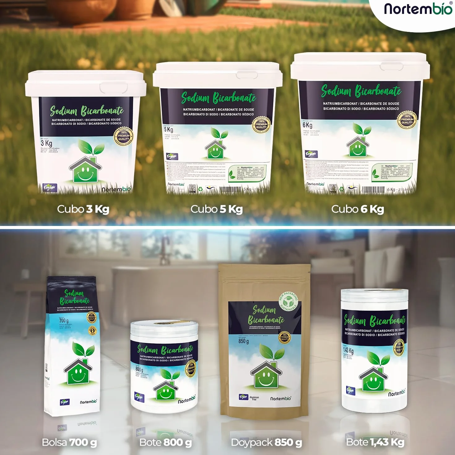 Nortembio Bicarbonato de Sodio Sin Aluminio 850 g Natural Limpieza Multiusos