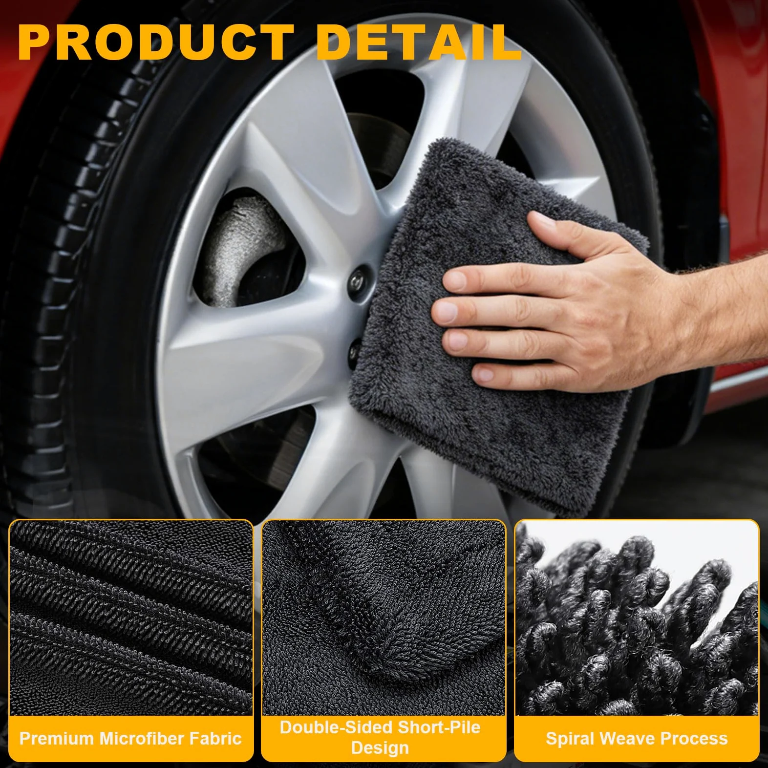 QUARKZMAN 2 Pcs Toallas De Microfibra para Auto 24 X 35 Pulgadas Toalla De Microfibra Ultra Absorbente para Cuidado Pulido Detallado Y Encerado Paños De Doble Capa para Auto