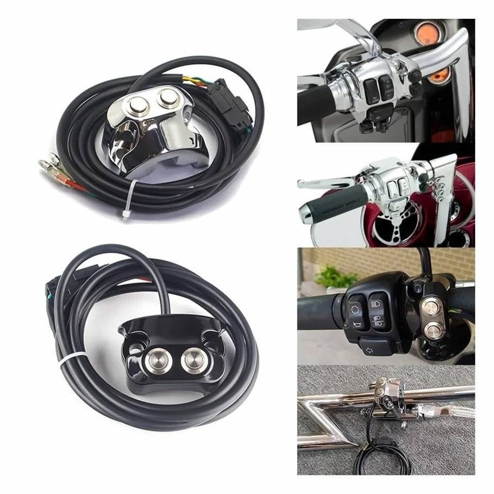 Botones Manillar ON-Off Interruptor Interruptor Control Suspensión Neumática para Manillar 1'' Y 25 Mm 2 Botones para Sportster 883 1200 XL para Dyna Street Glide V-Rod