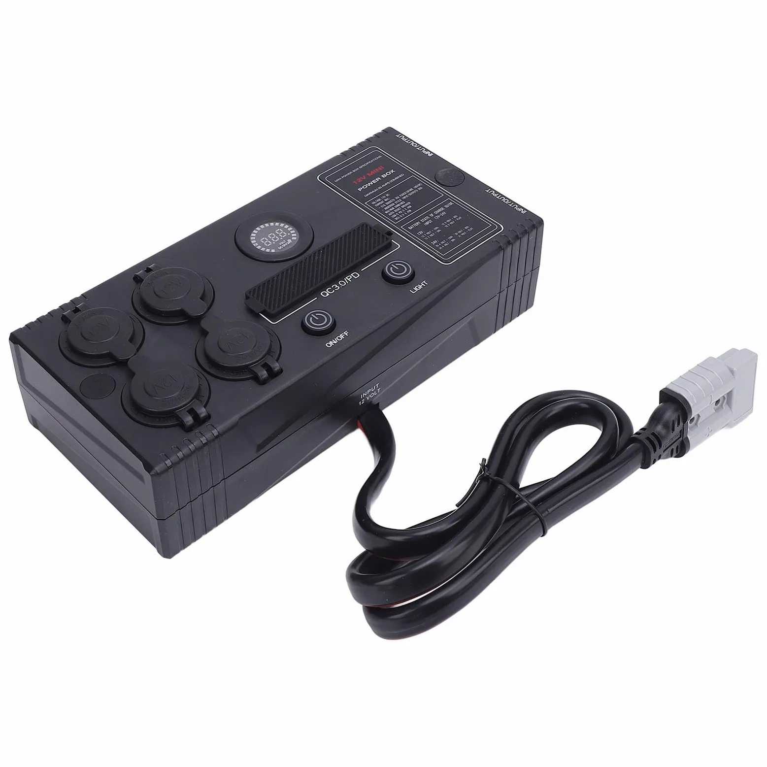 Hub de Control Portátil de 12 V Conector Anderson USB C QC3 0 Carga Rápida con Medidor de Voltaje LED para Respaldo de Emergencia de Barco Solar RV por Tierra