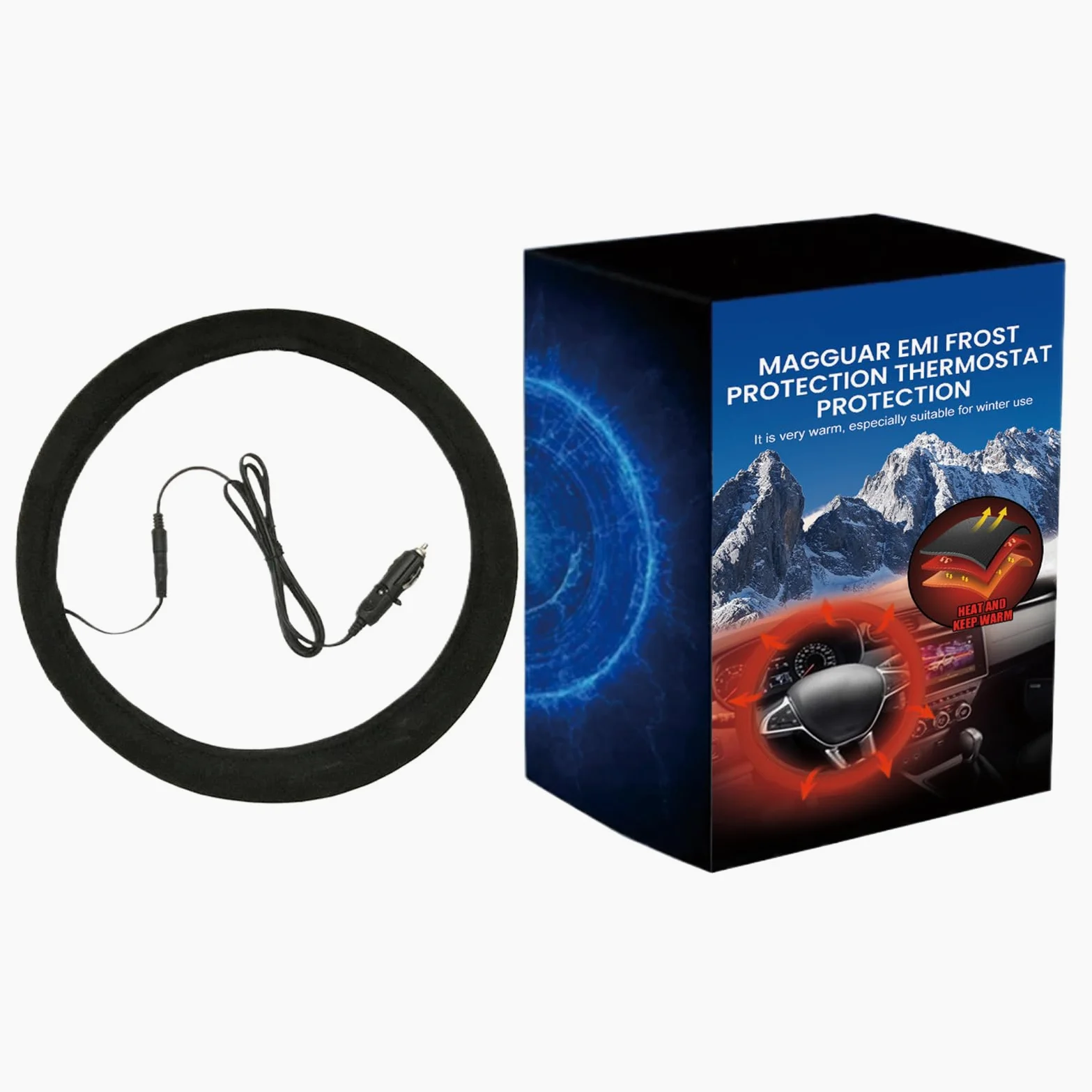 Calentador de Volante 12v Inalámbrico Protector Antideslizante | Calefactable para el Volante Automotriz Para Invierno Frío Vehículos Automóvil Camión