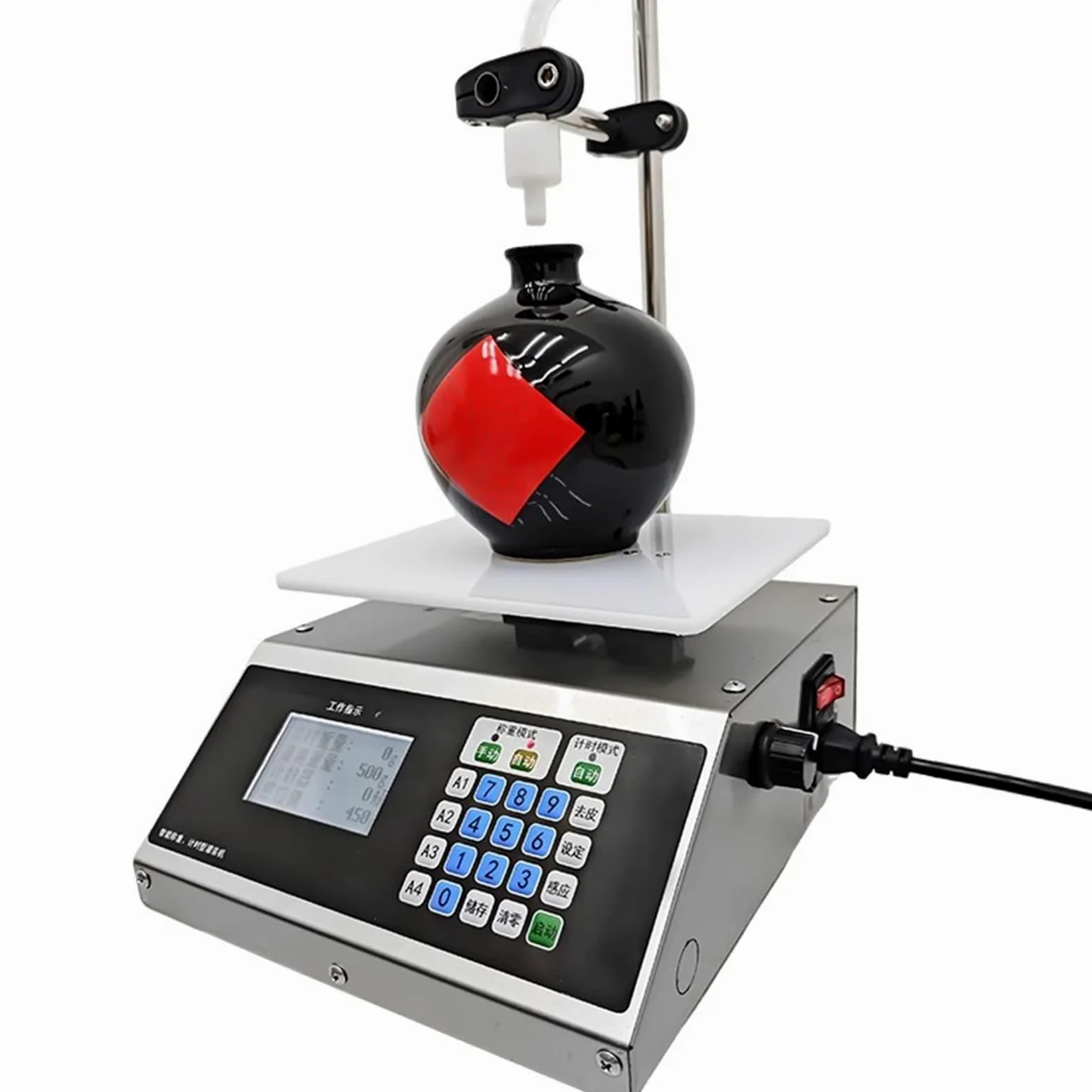 Máquina llenadora de líquidos, llenadora de botellas con pesaje, llenadora automática de botellas, 5-1000 g, barra de elevación ajustable, puerto de descarga antigoteo, para bebidas, salsa de soja (