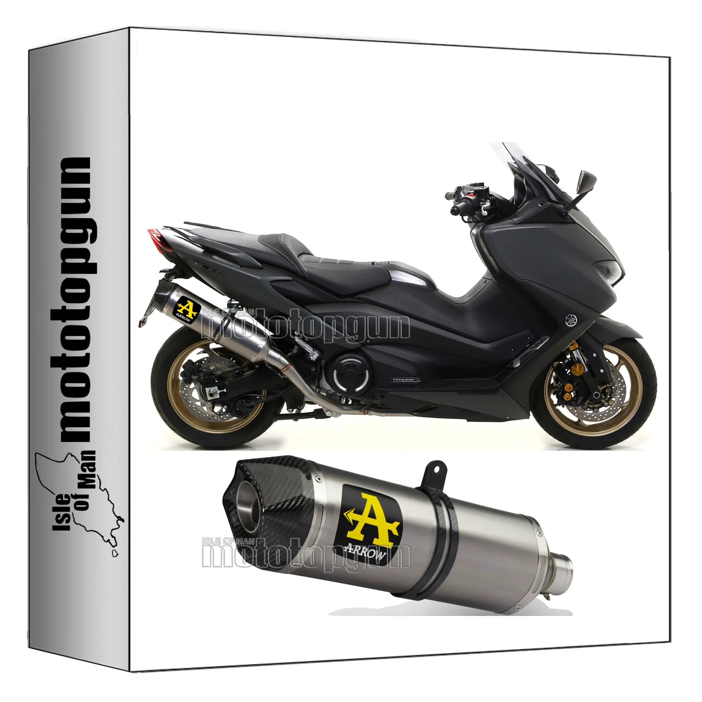 arrow 73514AK tubo de escape homologado race-tech aluminio fondo carby compatible con yamaha tmax t-max 560 2022 2023 2024 mototopgun