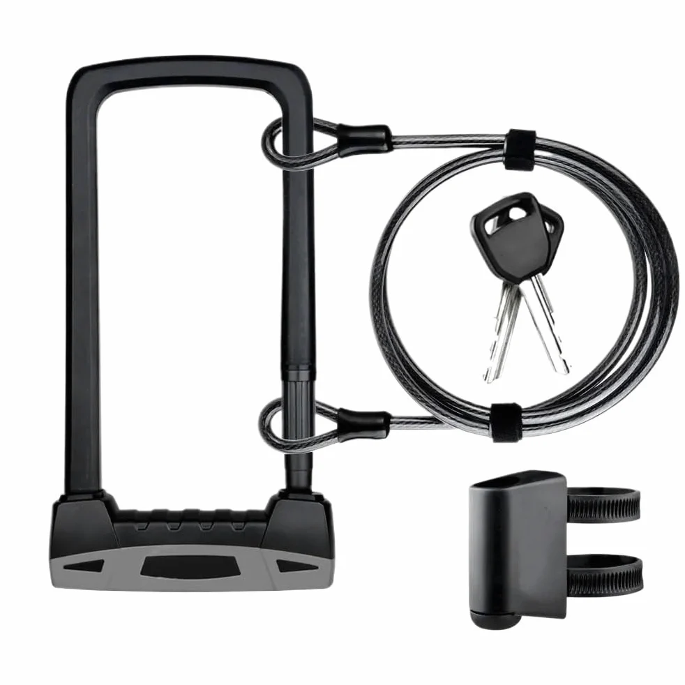 Candado Moto Candado en U Cable de Acero antirrobo Accesorios de Seguridad Candado en U de Carretera MTB de Alta Resistencia Candado Disco(ED3239 ED3046)
