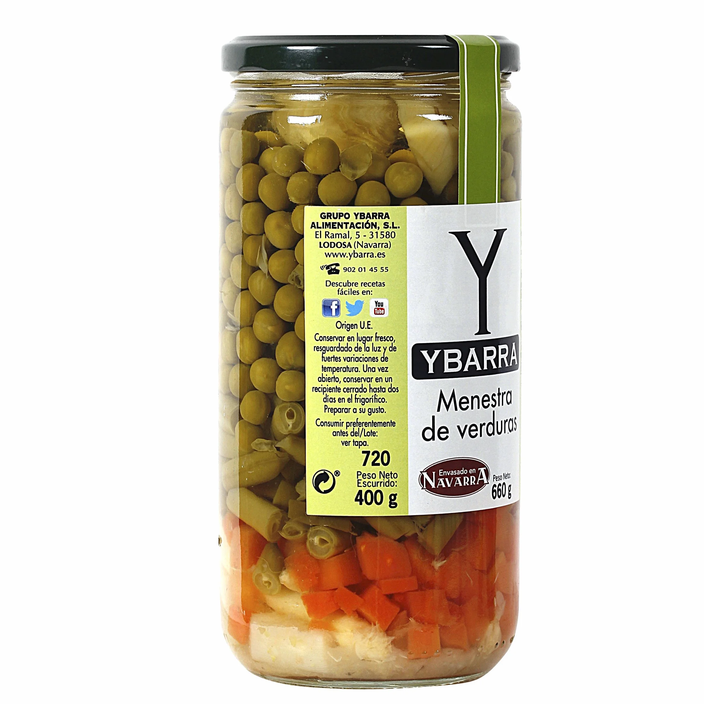 Ybarra Menestra de Verduras 400g Frasco de Cristal