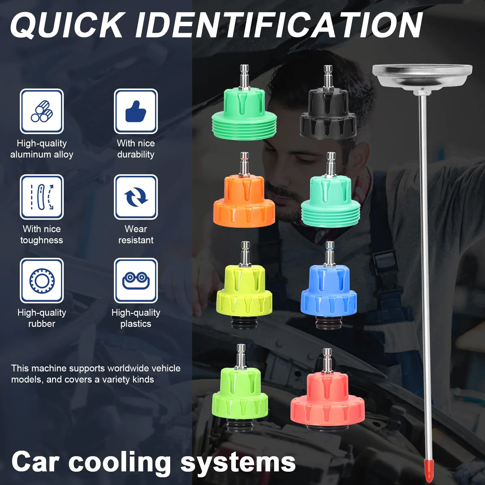 Kit universal de detección fugas en depósitos combustible for automóviles, herramienta detectora for , probador presión agua del radiador, kit herramientas vacío for refrigerante aire acondicionado