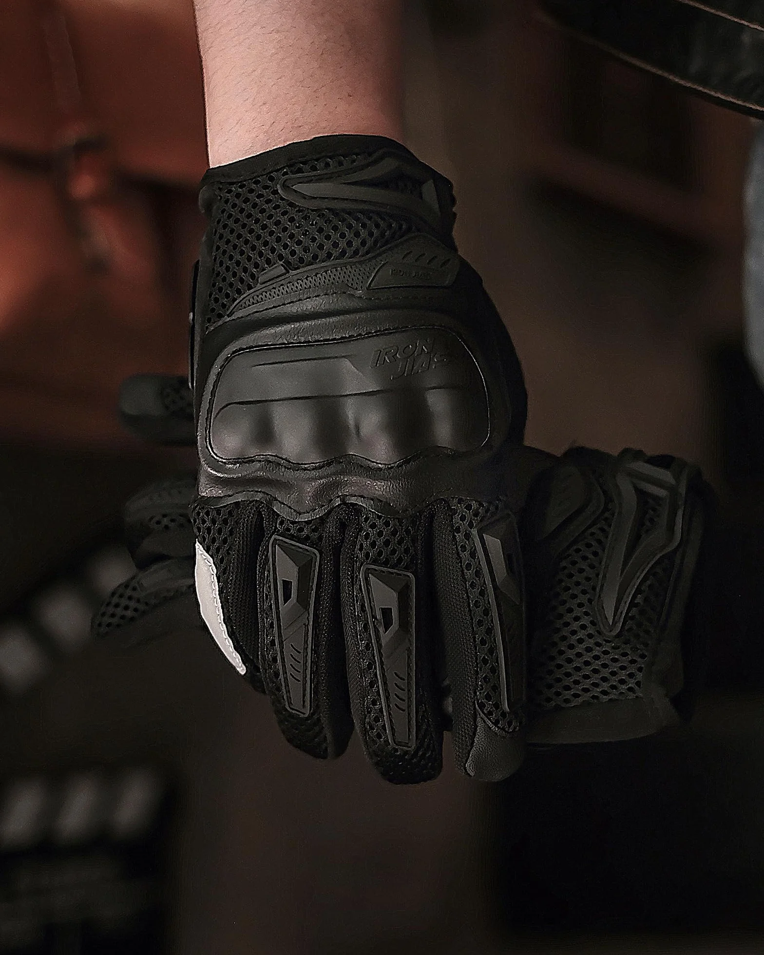 IRON JIA'S Guantes Moto para Hombre Verano, Pantalla táctil Transpirables y cómodos, Guantes de Moto de Verano, Adecuados para Montar en Moto, Scooter, Carreras Todoterreno Negro-XL