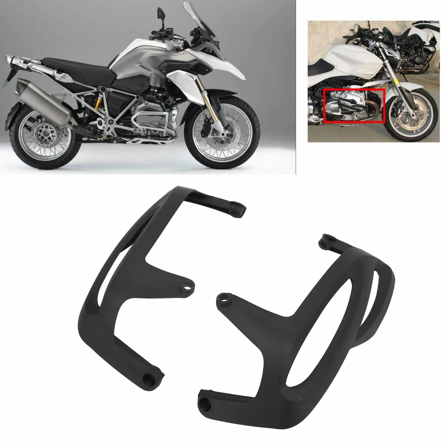 KIMISS Protector de Cilindro de Motor de Motocicleta 2 Piezas, Protector de Motor de Cilindro Negro ABS de Repuesto para R1200GS 2004-2008