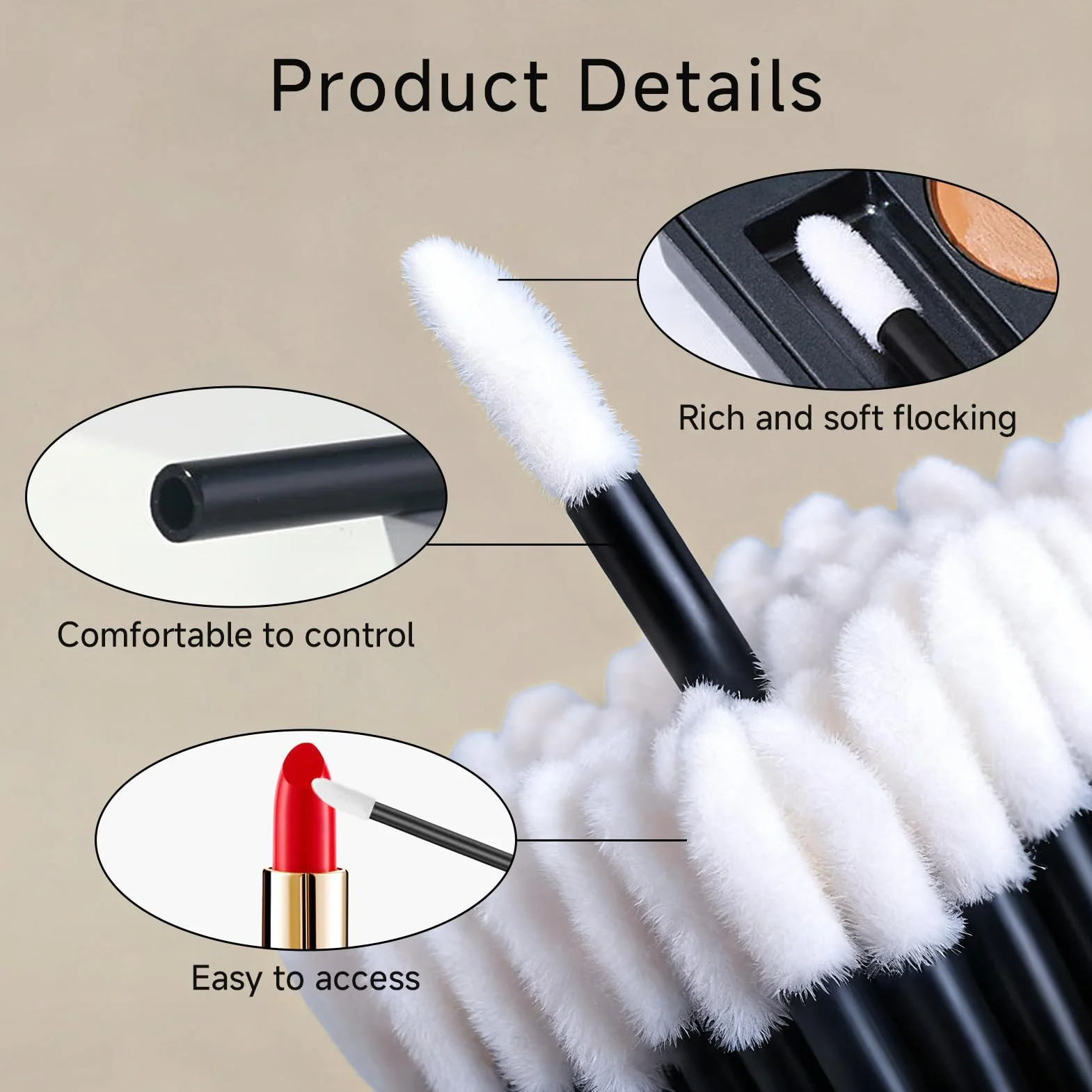 Brochas Para Labios Desechables, 100PCS Pinceles de Labios Higiénicos, Aplicadores de Maquillaje de Uso Único