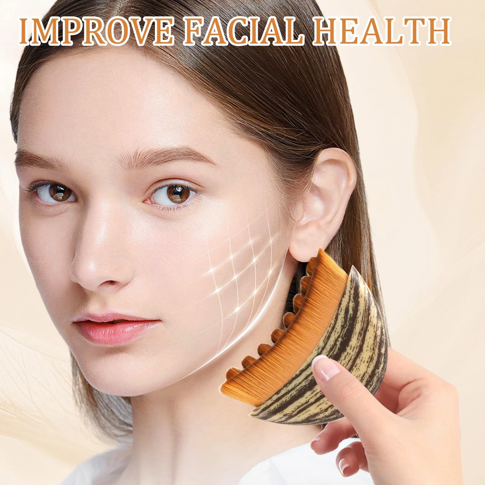 Cepillo Facial de Contorno Linfático Masaje Facial Seco Cerdas Suaves Ergonómico con Caja