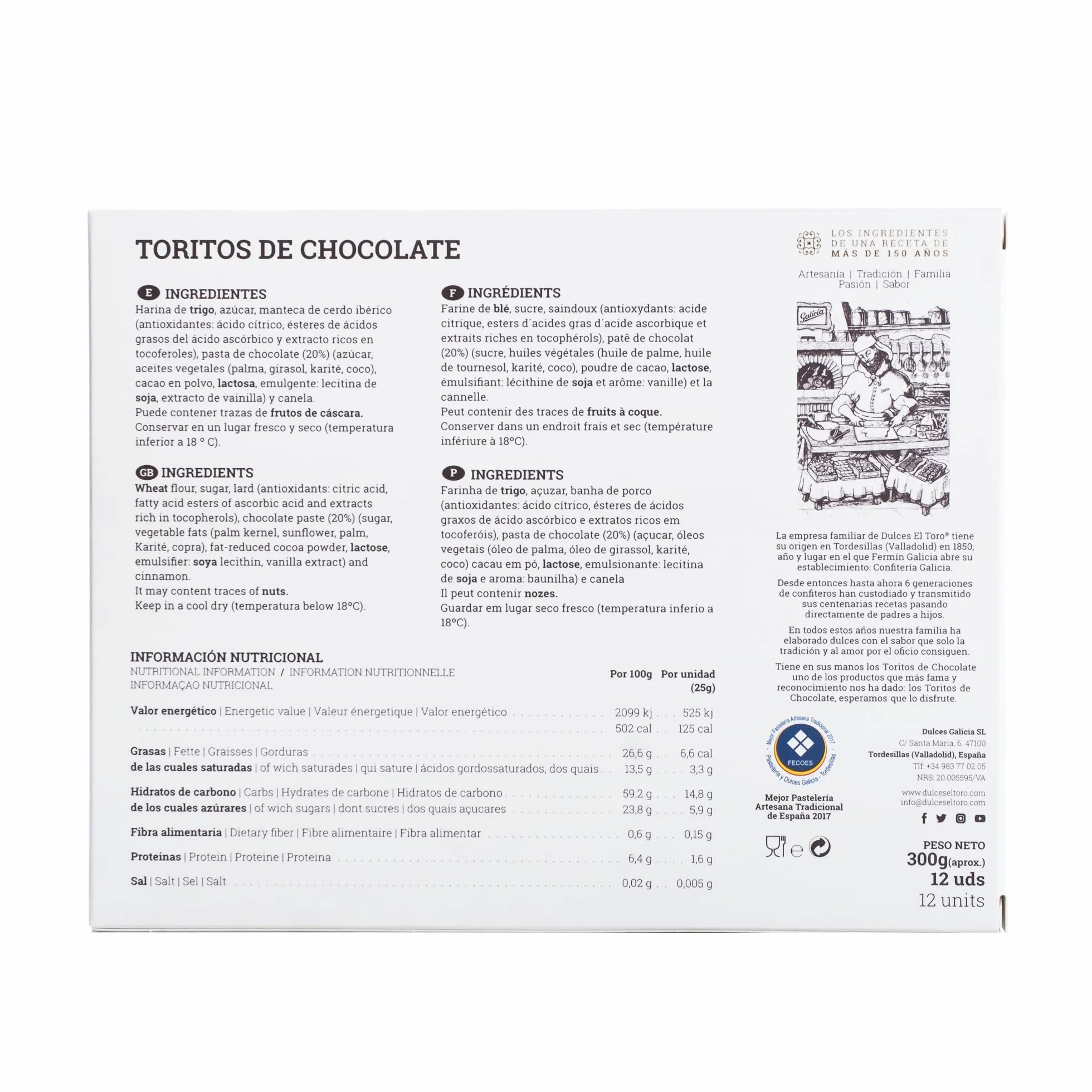 El Toro Estuche 300g Toritos de Chocolate Negro Artesanal Valladolid Tordesillas