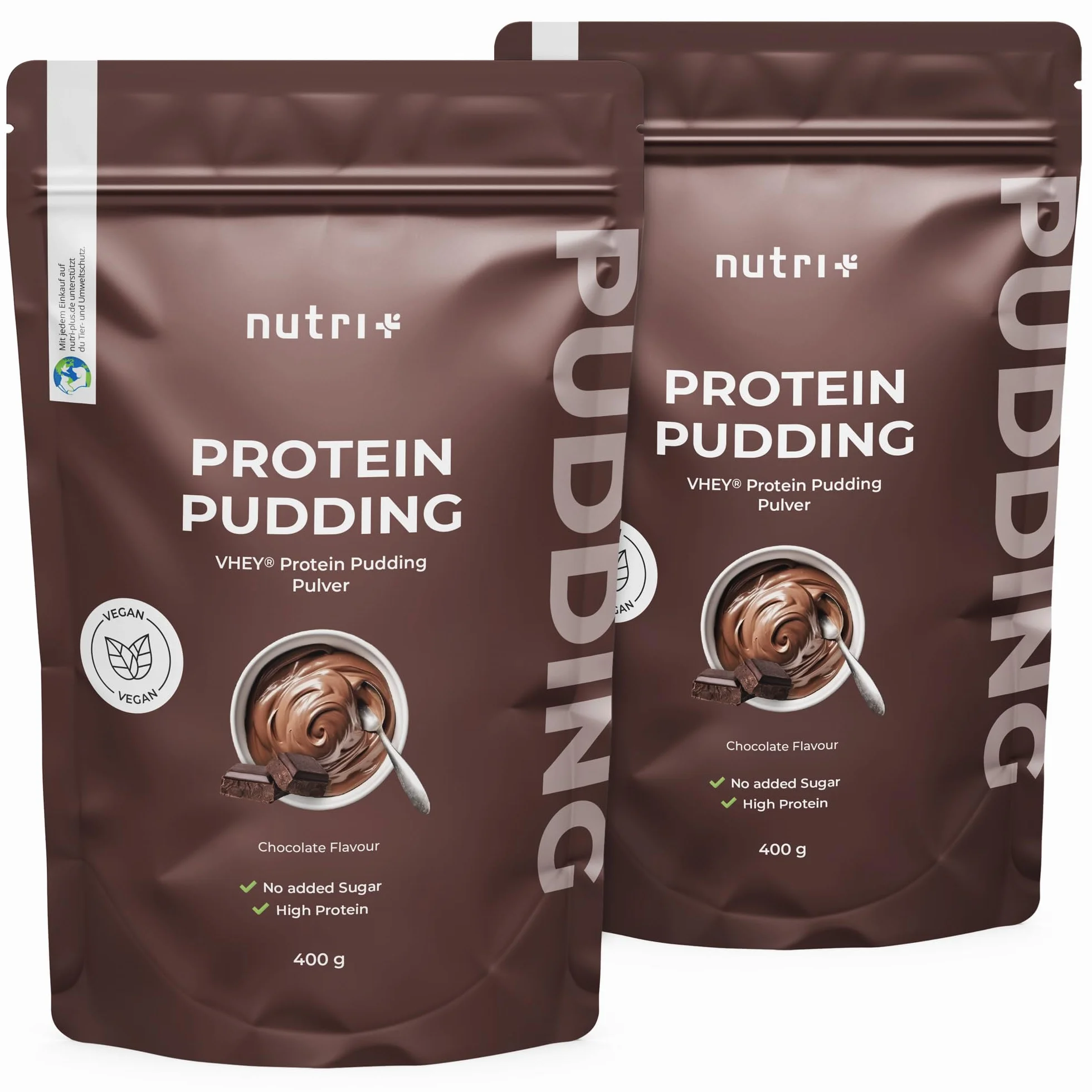 Pudin proteico Chocolate vegano 400 g 24 g Proteínas por Ración alto en Proteínas sin Lactosa y Gluten