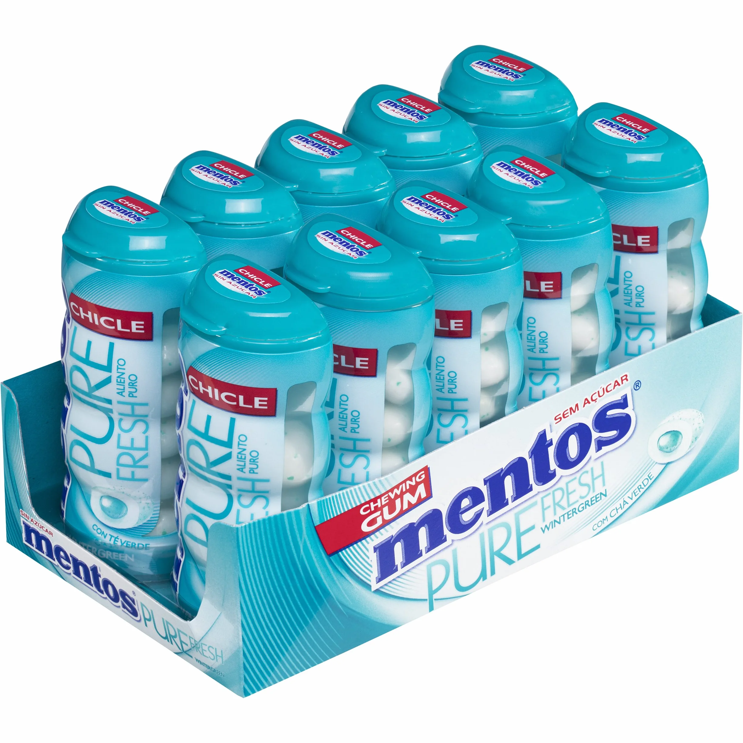 Mentos Chicle Menta Verde Sin Azúcar Sabor Wintergreen 30g Paquete de 10