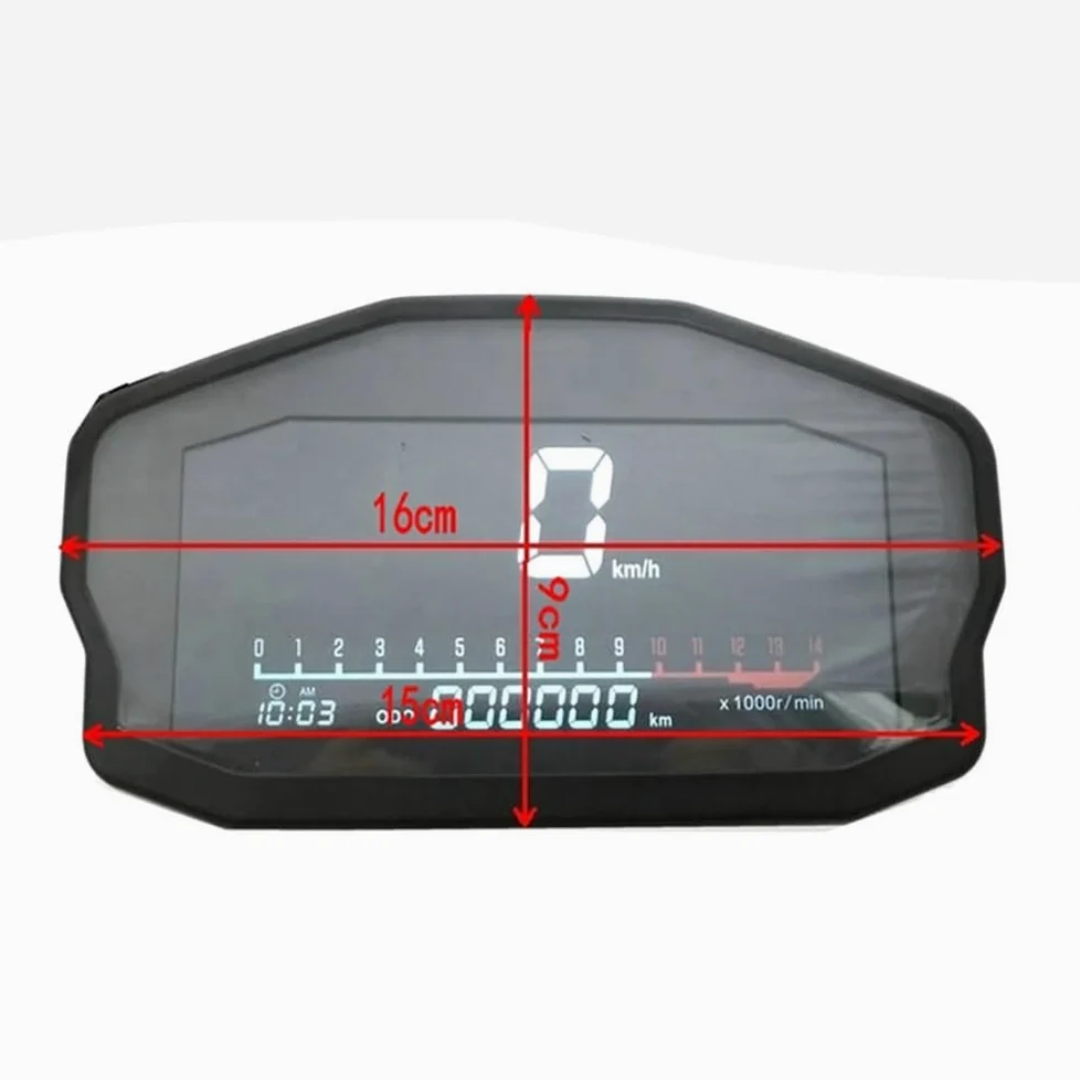 tacómetro Digital Tacómetro LED Universal para Motocicleta, 1, 2 y 4 Cilindros, odómetro Digital con luz de Fondo para