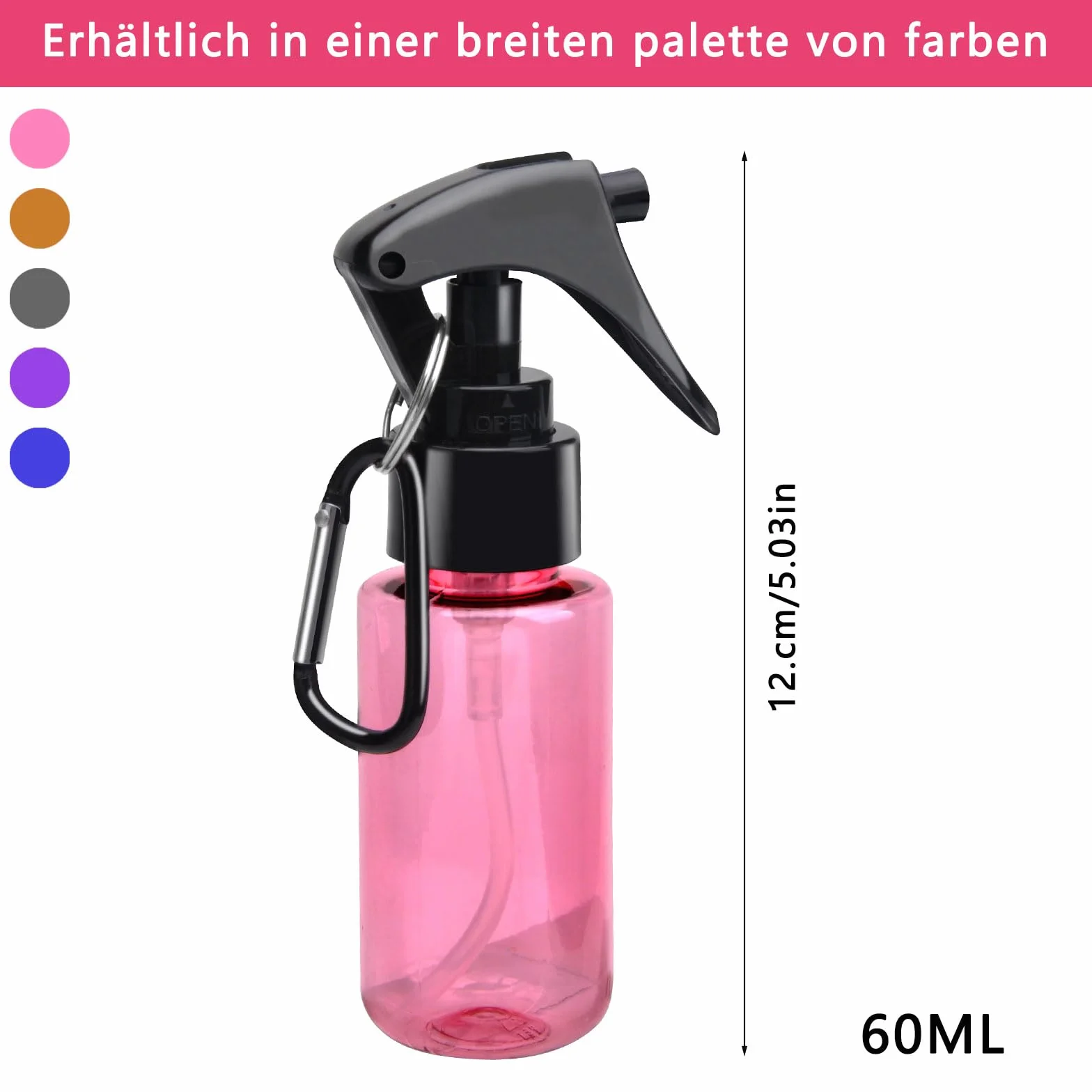 HENGBIRD Pequeña Botella Pulverizadora 60 ml, 5 Piezas, Mini Botellas de Espray de Agua Transparente para Viaje