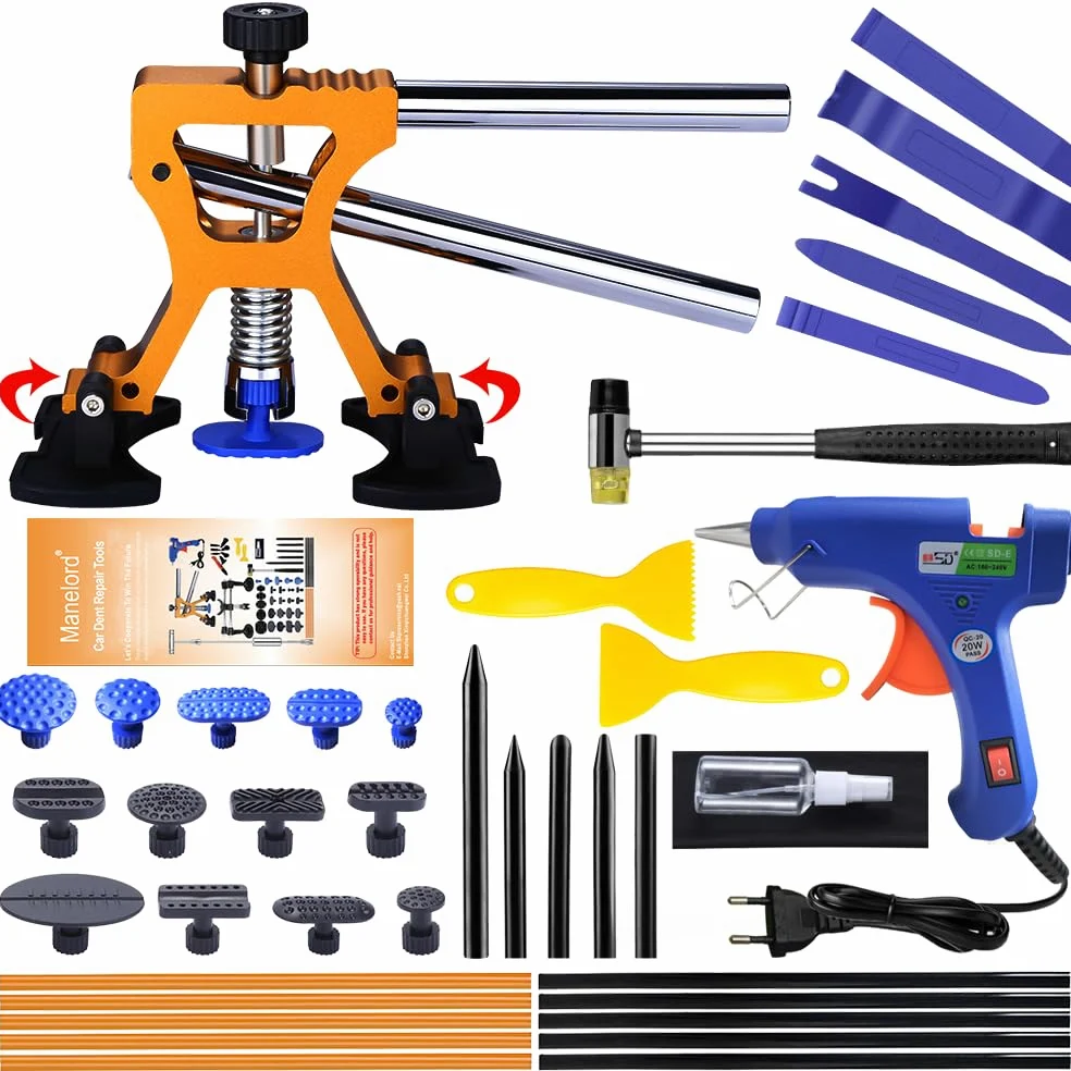 Manelord Kit de Reparación de Abolladuras para Carrocería de Coche, Tractor de Abolladuras Dorado para Eliminación de Abolladuras Menores y Profundas, Accesorio de Automóvil